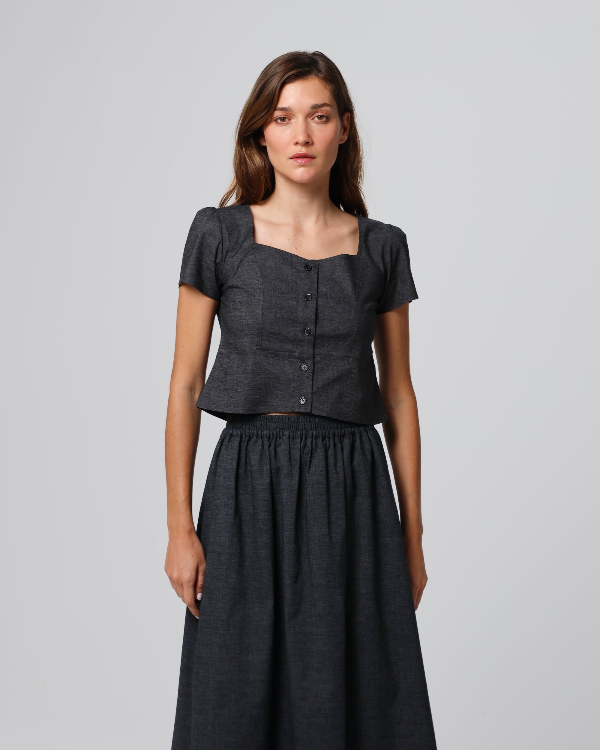 Juana Hemp Blend Button Front Top