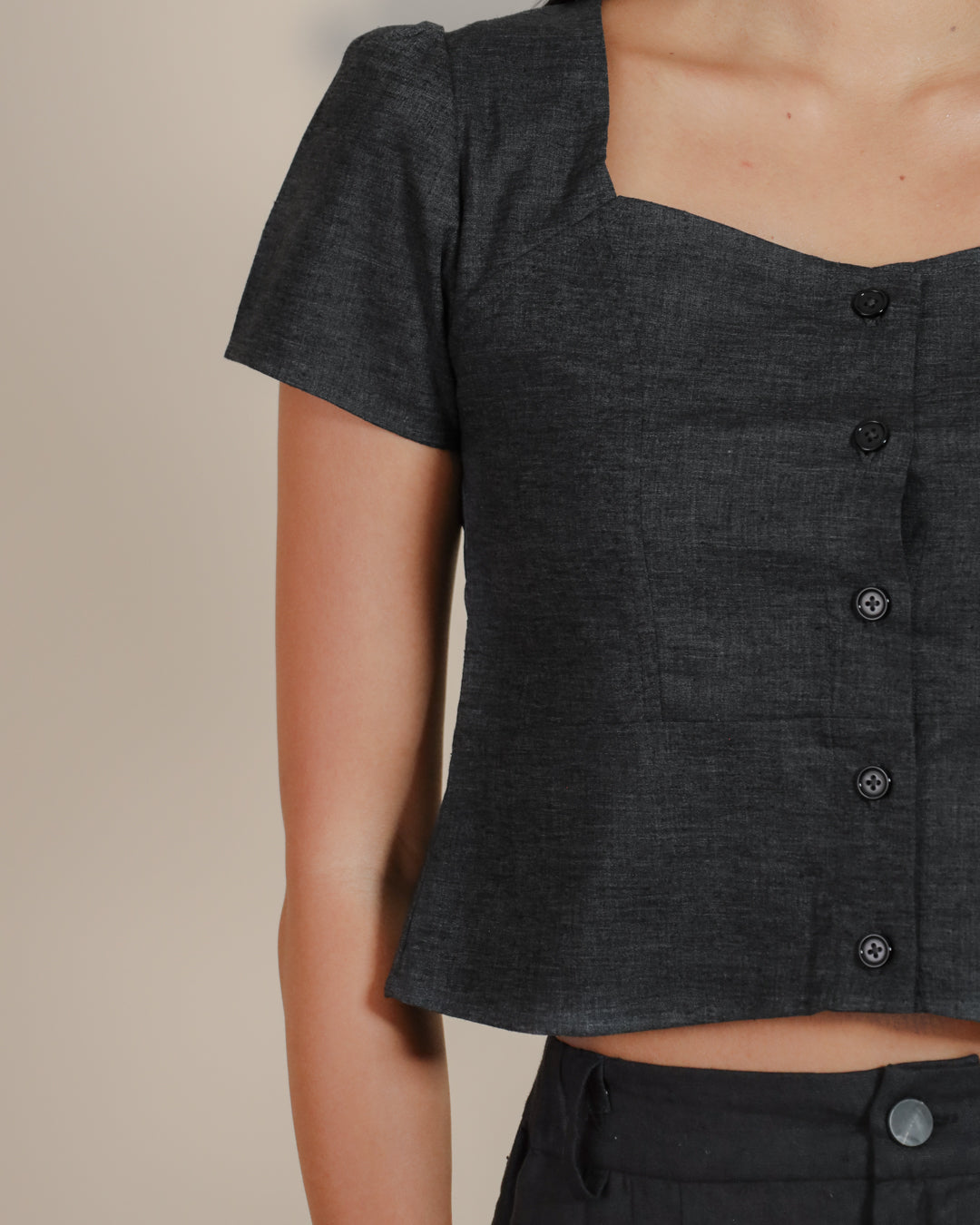 Juana Hemp Blend Button Front Top