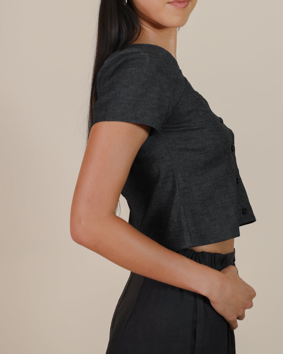 Juana Hemp Blend Button Front Top