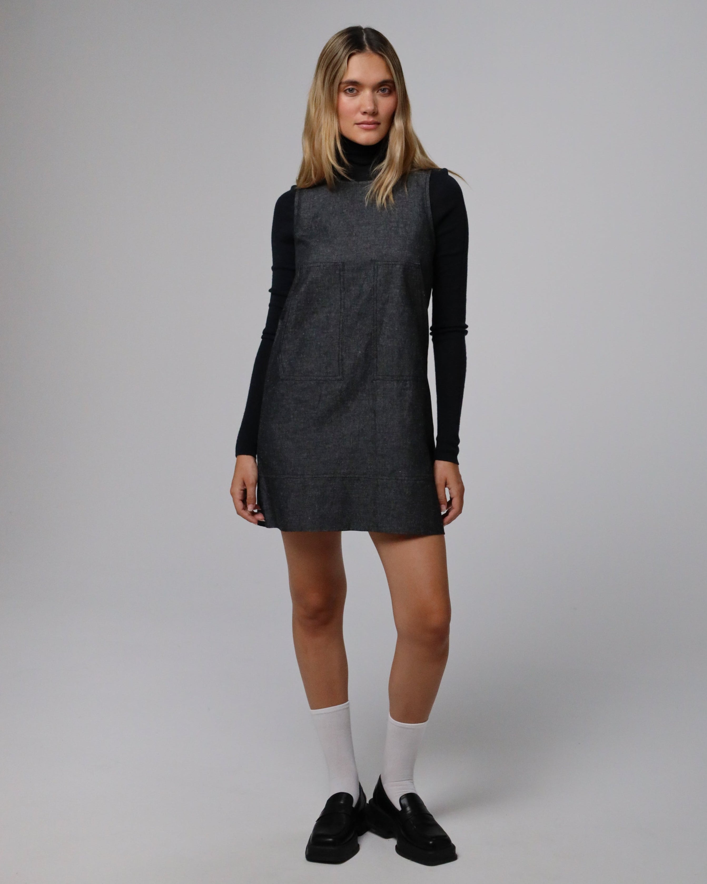 Juana Women's Denim Atelier Shift Dress - Black