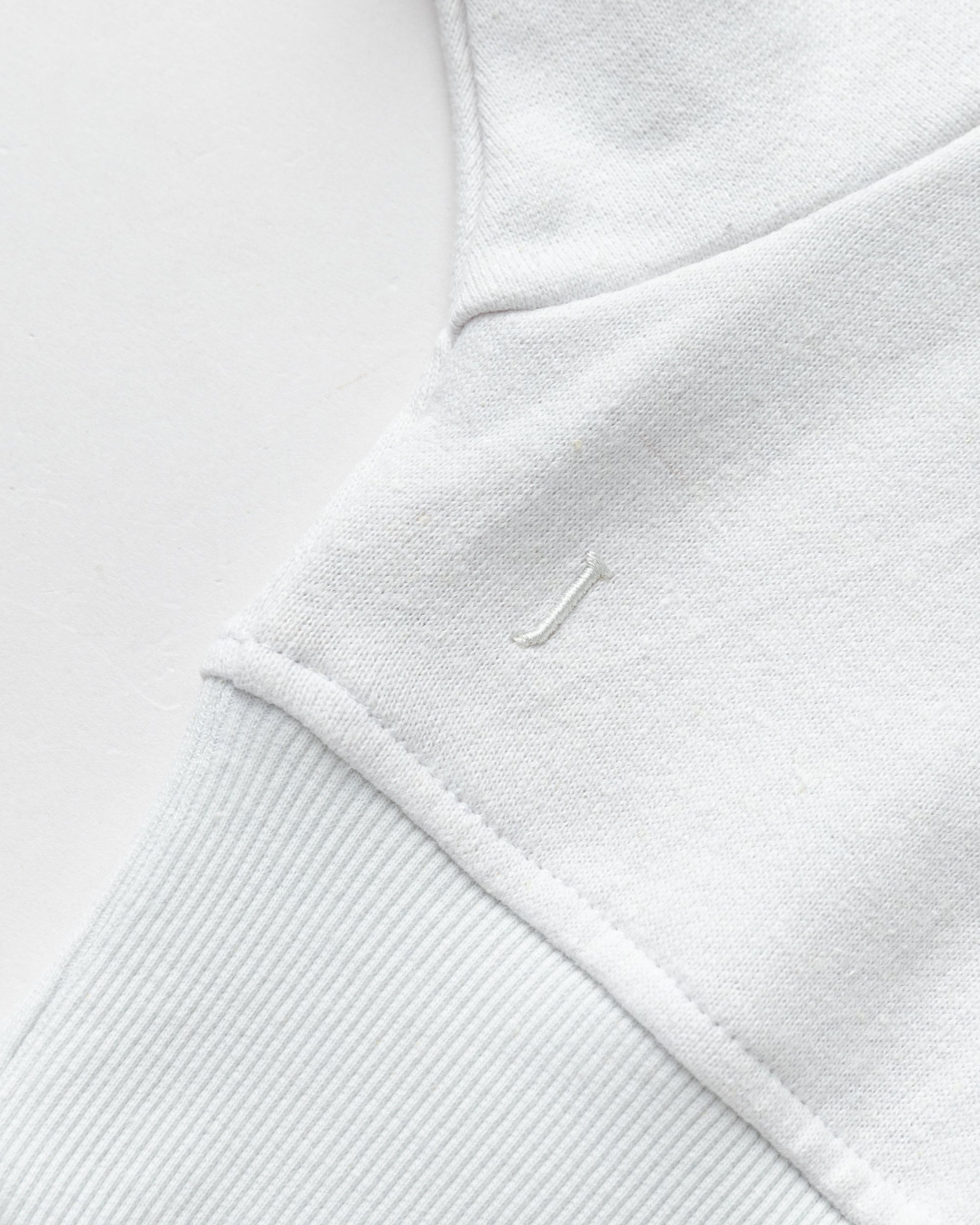 Flat lay of Fleece Cropped Sweater (white), showing structure and finishing.