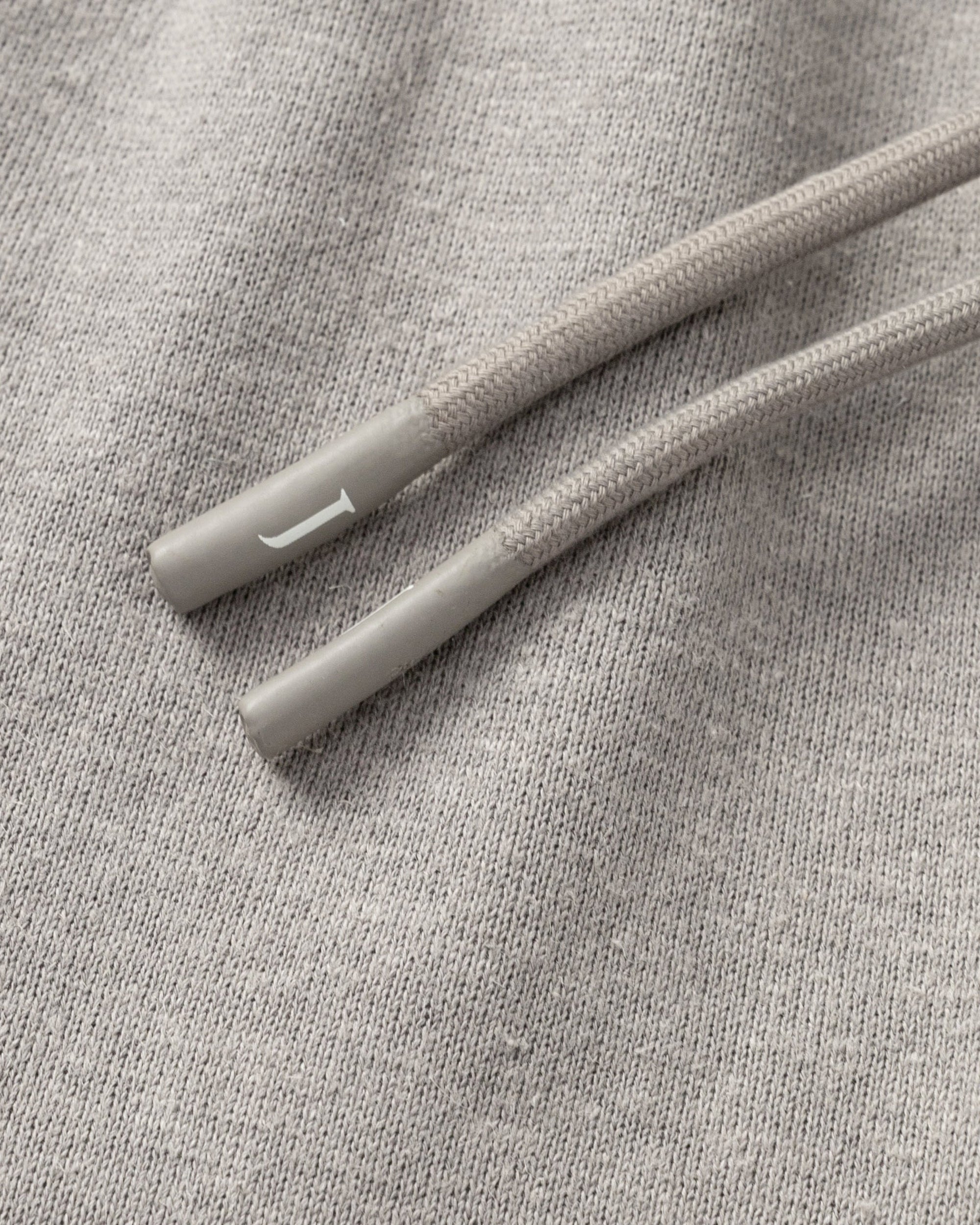 Close-up of hemp–organic cotton fleece knit of Fleece Shorts (gray).