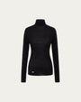 Ossa Knitted Hemp Turtleneck (black) on ghost mannequin, front view highlighting clean neckline and smooth drape.