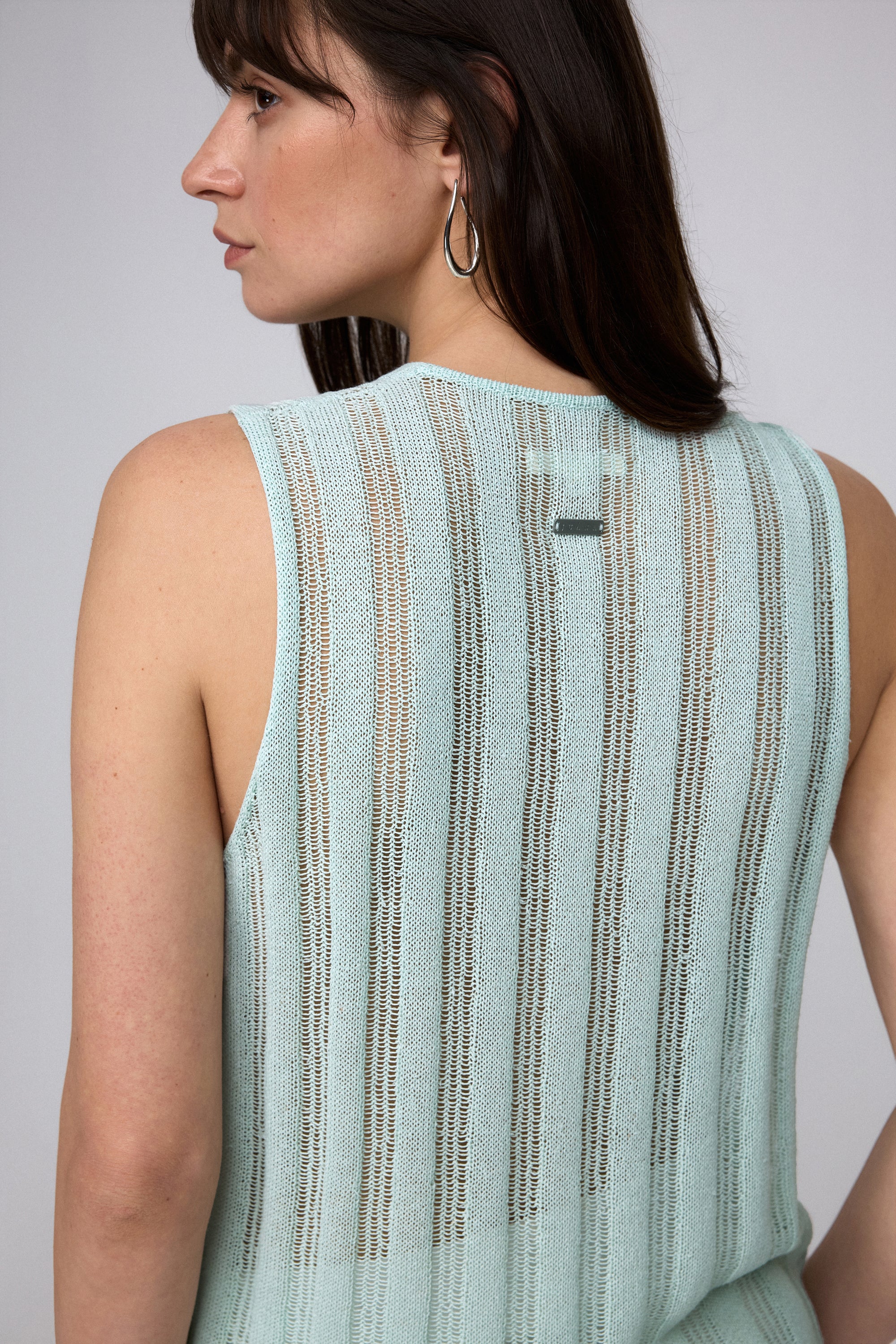 Sumire Open Knit Button Front Tank