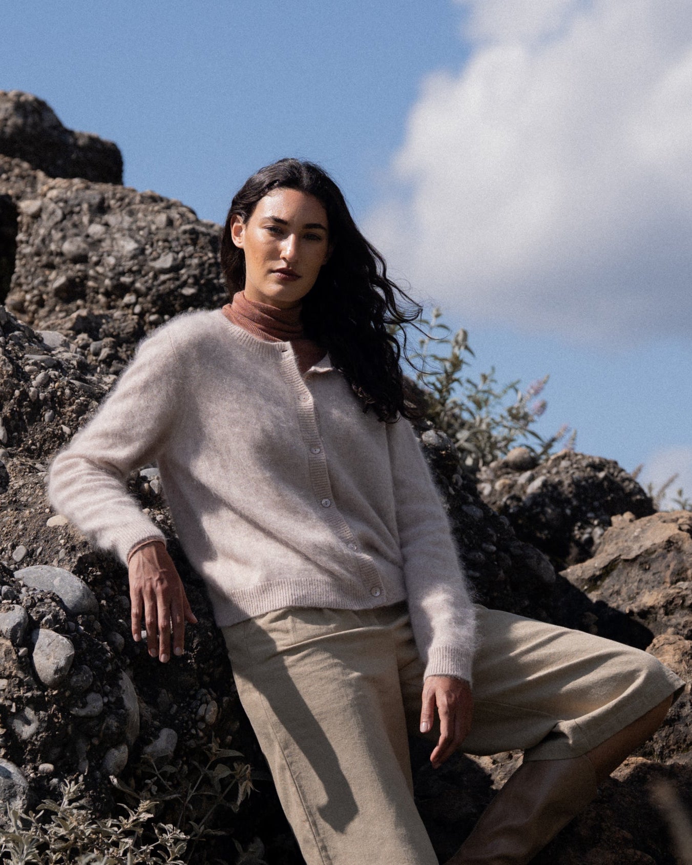 Brushed Wool-Blend Cardigan