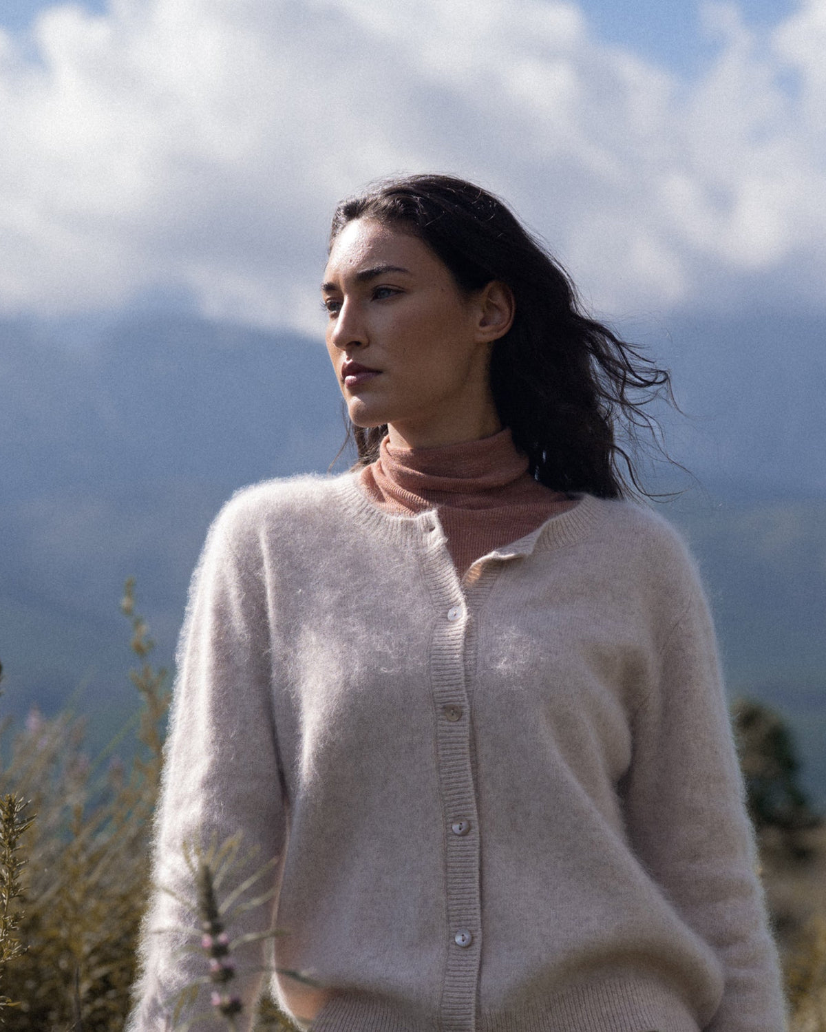 Brushed Wool-Blend Cardigan