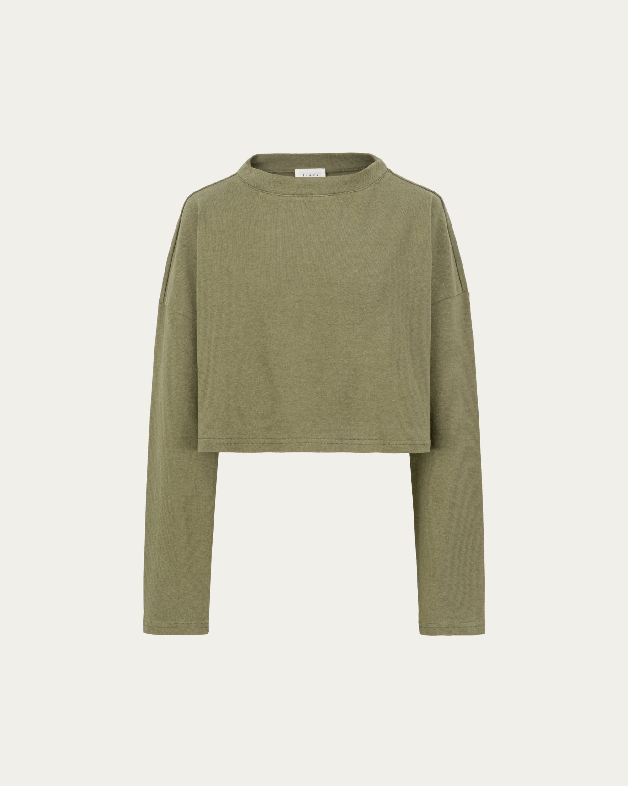 Juana Aera Organic Cotton Boxy Sweater displayed on ghost mannequin, front view showing boxy silhouette.