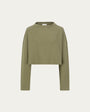 Juana Aera Organic Cotton Boxy Sweater displayed on ghost mannequin, front view showing boxy silhouette.