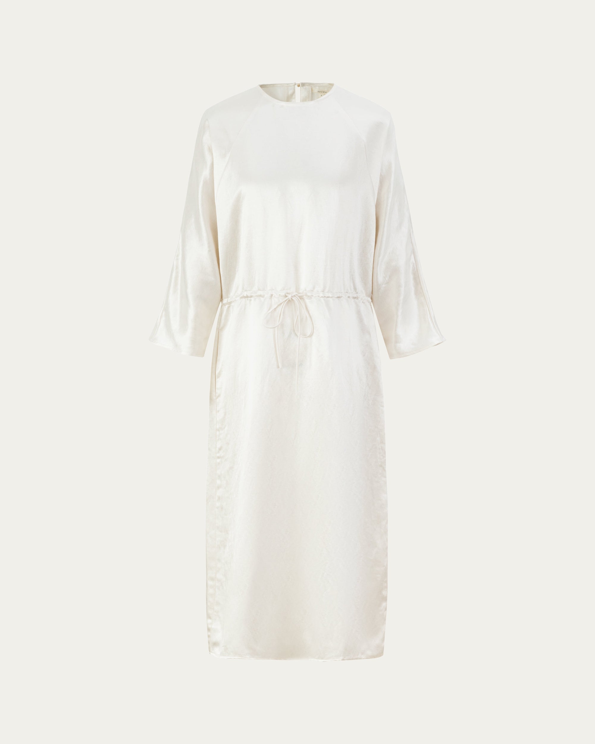3 4 sleeve silk dress Linen Maxi Dress with Tie Waist & 3/4 sleeve, 2XL / Natural