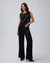 Juana Aven Wide Leg Pants in Black (hemp–silk) modeled from the front to show the high-rise wide-leg fit.
