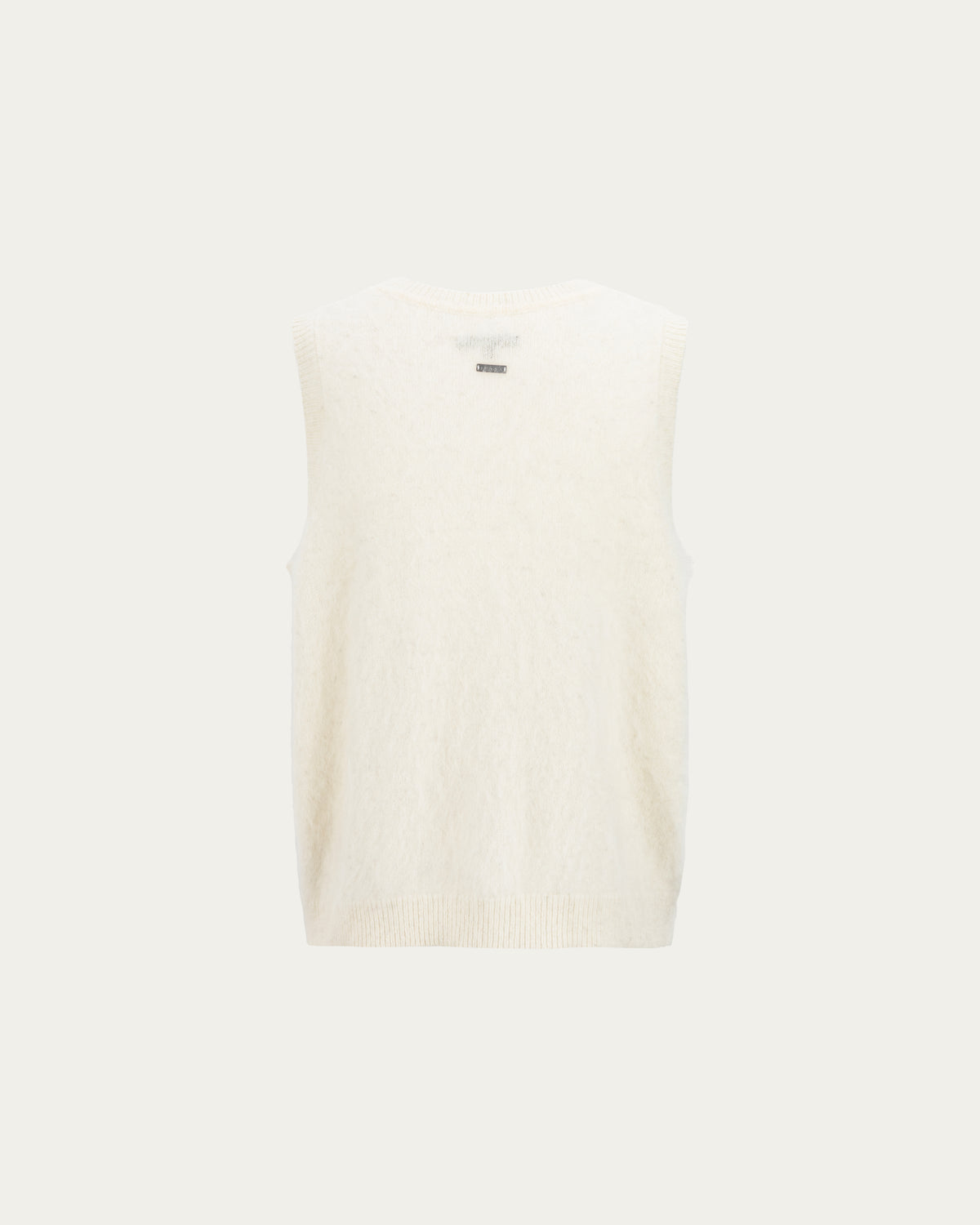 Juana Brushed Wool-Blend Vest in Ivory (wool–cashmere–silk) shown from the back with a clean sleeveless silhouette