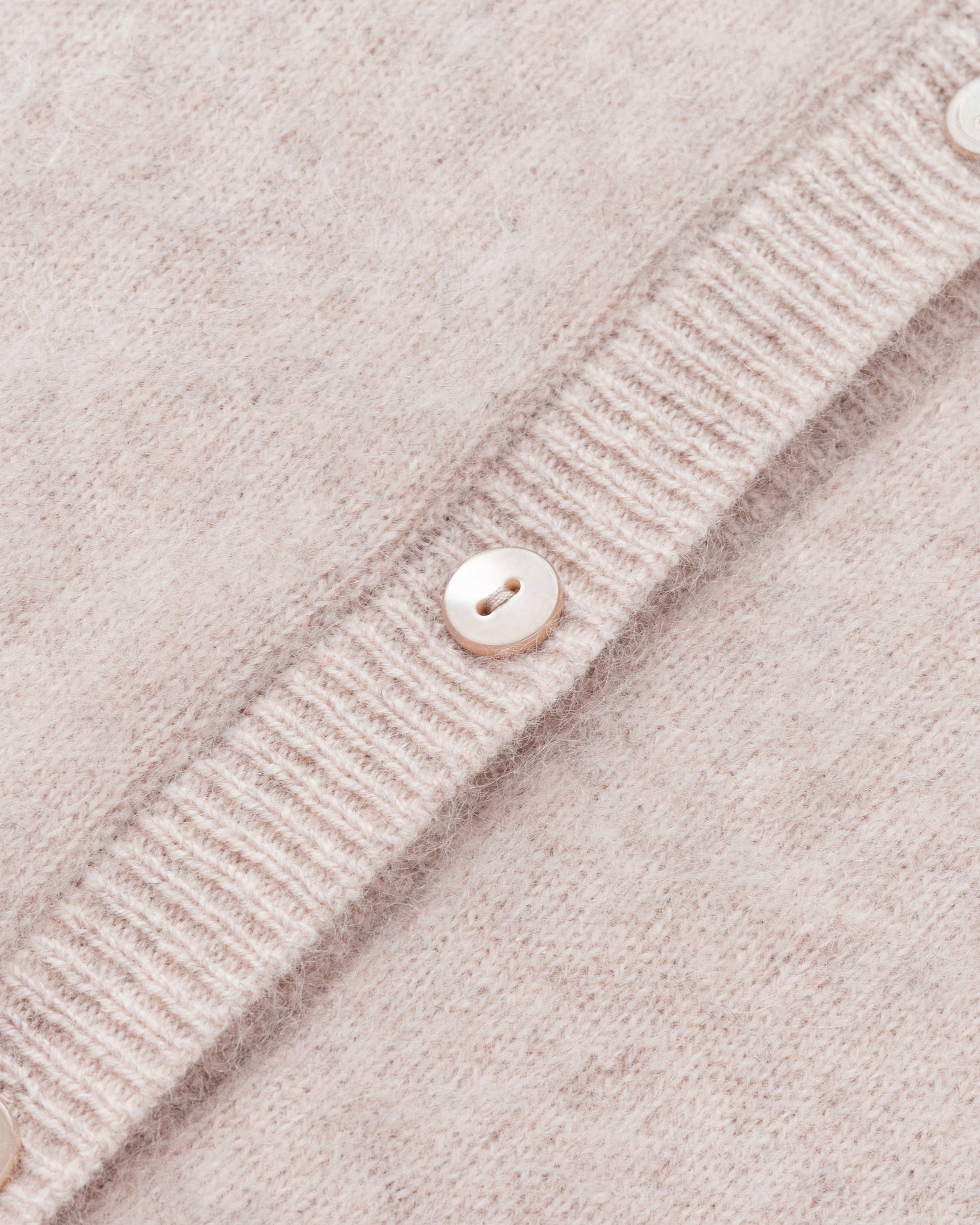 Juana Brushed Wool-Blend Vest in Oatmeal Melange (wool–cashmere–silk) with natural shell buttons and brushed texture
