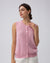 Juana Brushed Wool-Blend Vest in Vintage Pink (wool–cashmere–silk) close-up showing shell buttons and brushed texture