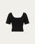 Classic Square Neck T-Shirt (black) on ghost mannequin, front view highlighting square neckline and clean lines.