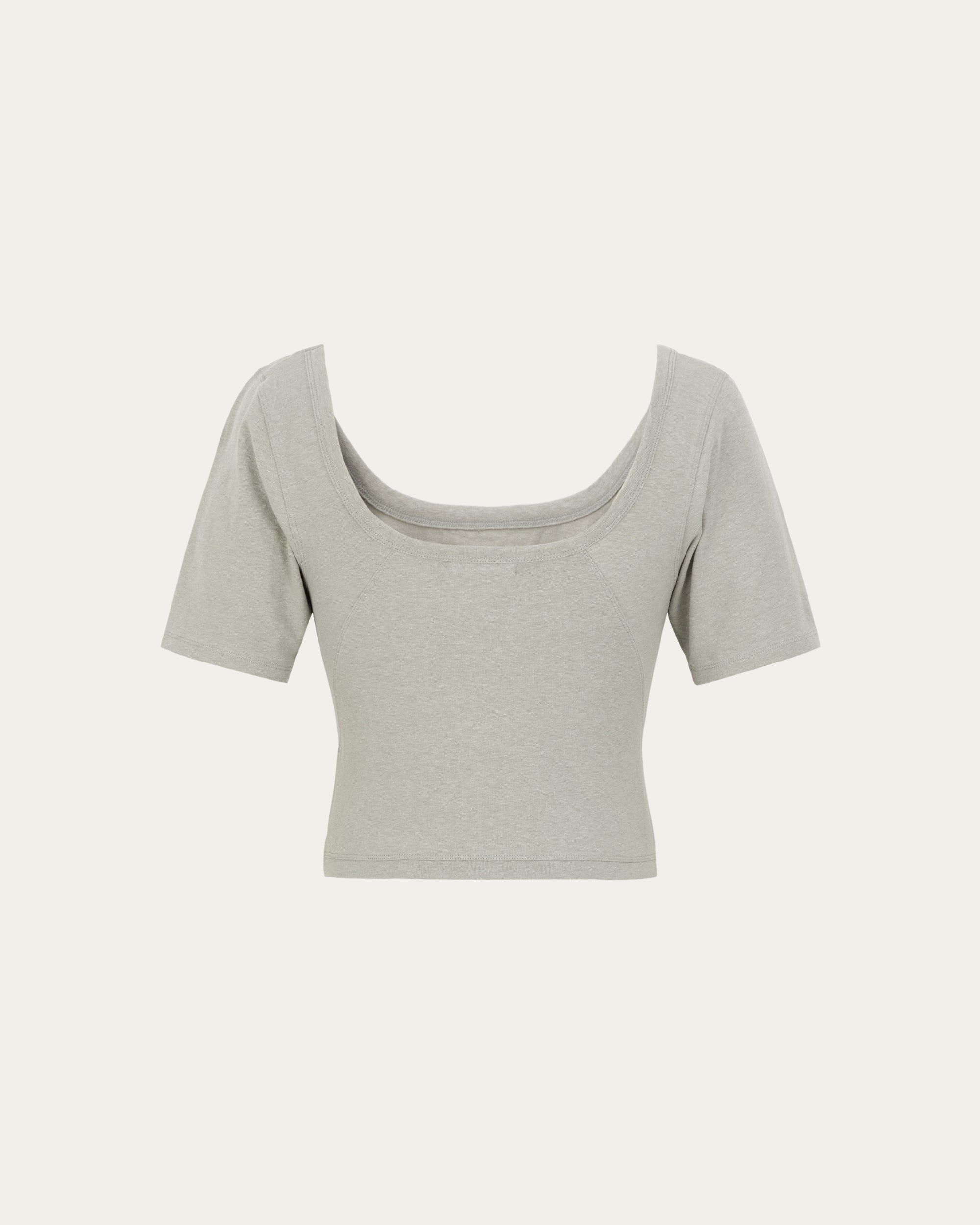 Classic Square Neck T-Shirt (gray) on ghost mannequin, back view showing drape and construction.