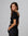 Detail shot of square neckline and stitching on Classic Square Neck T-Shirt (black).