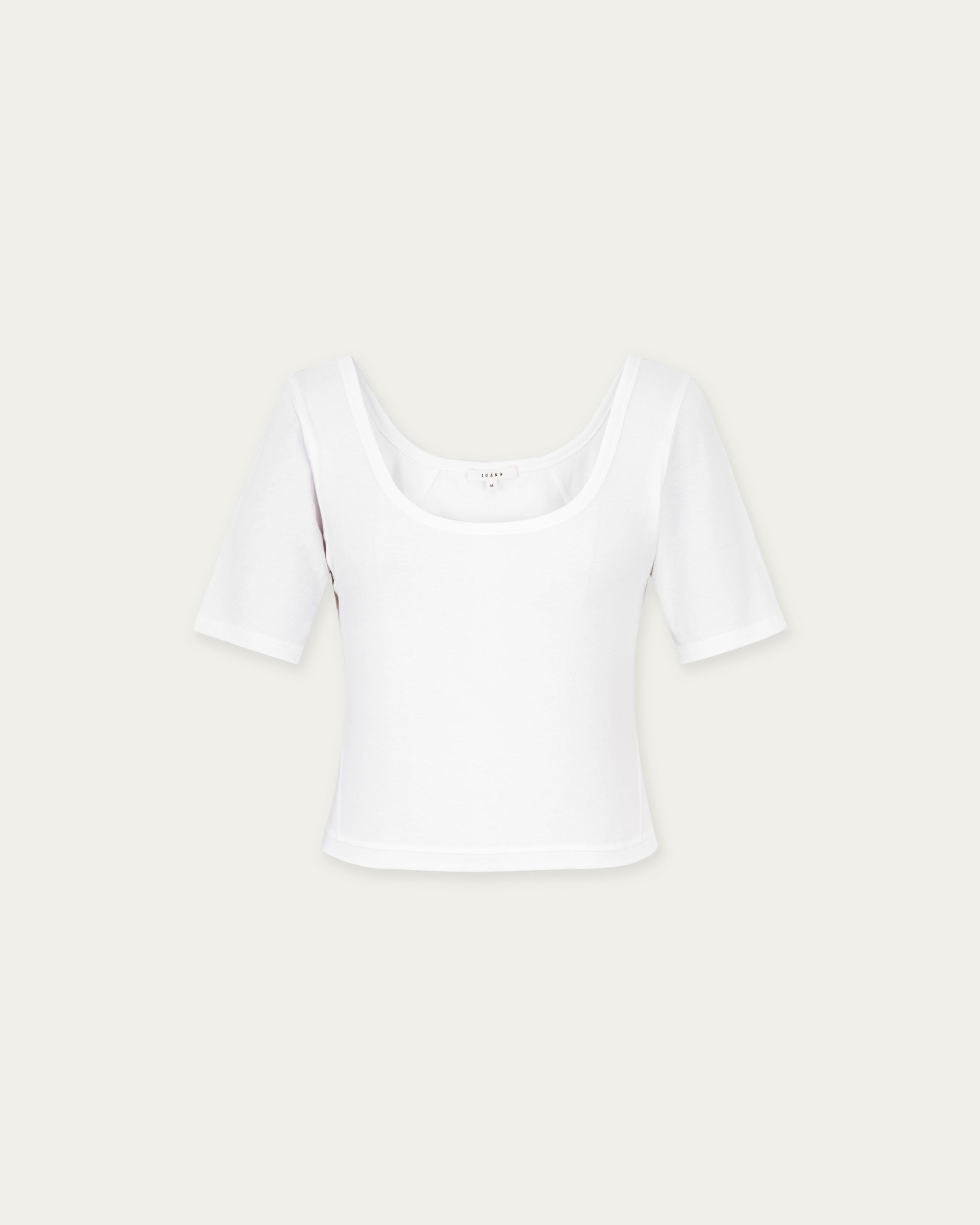 Juana Classics Squareneck T-Shirt white (organic cotton–hemp) ghost front highlighting clean lines