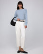 Juana Denim Atelier Barrel Jeans white (cotton–hemp) model main image showing the high-rise barrel silhouette