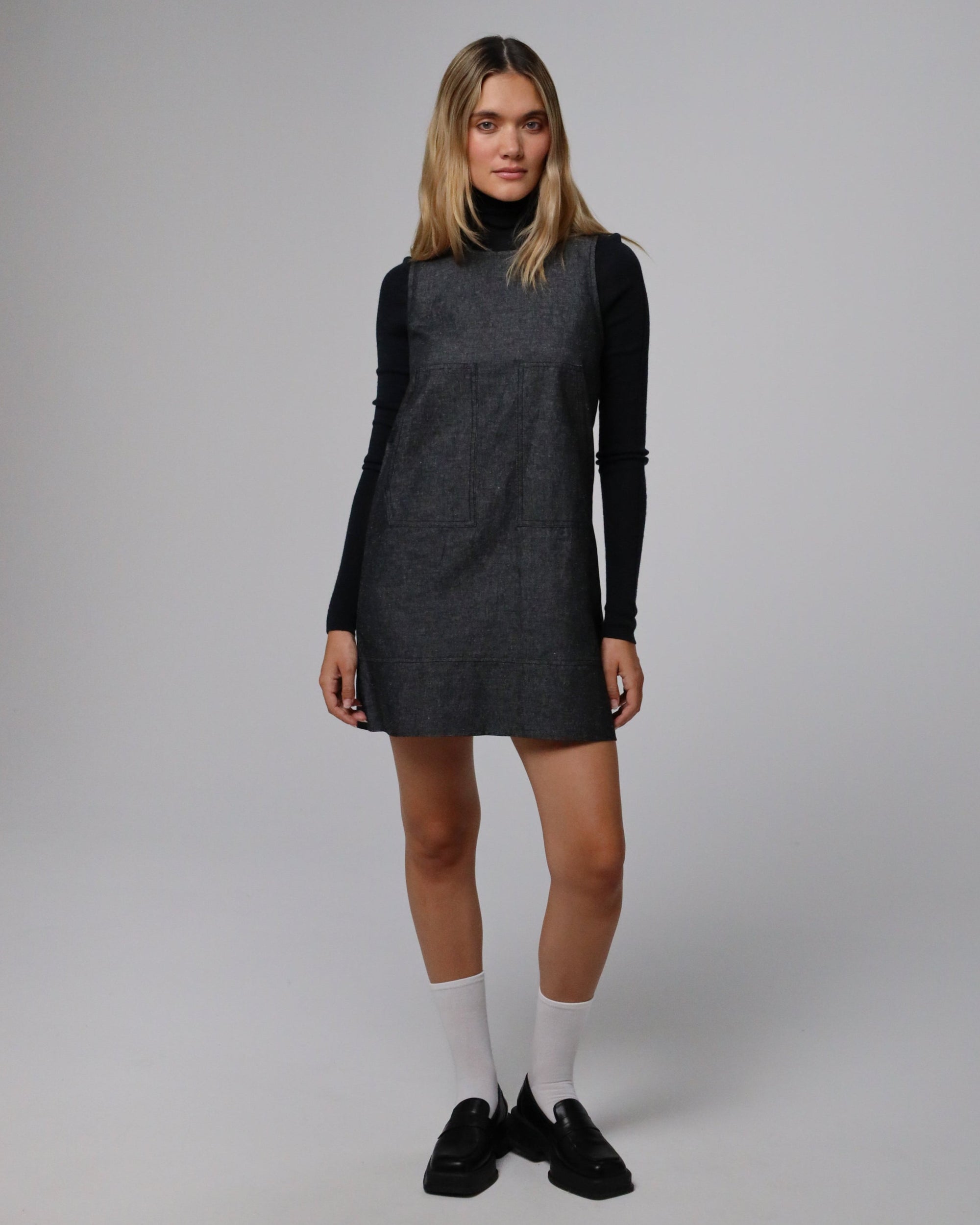 Juana Women's Denim Atelier Shift Dress - Black - Mini dresses Juana Women's Denim Atelier Shift Dress - Black - Mini dresses