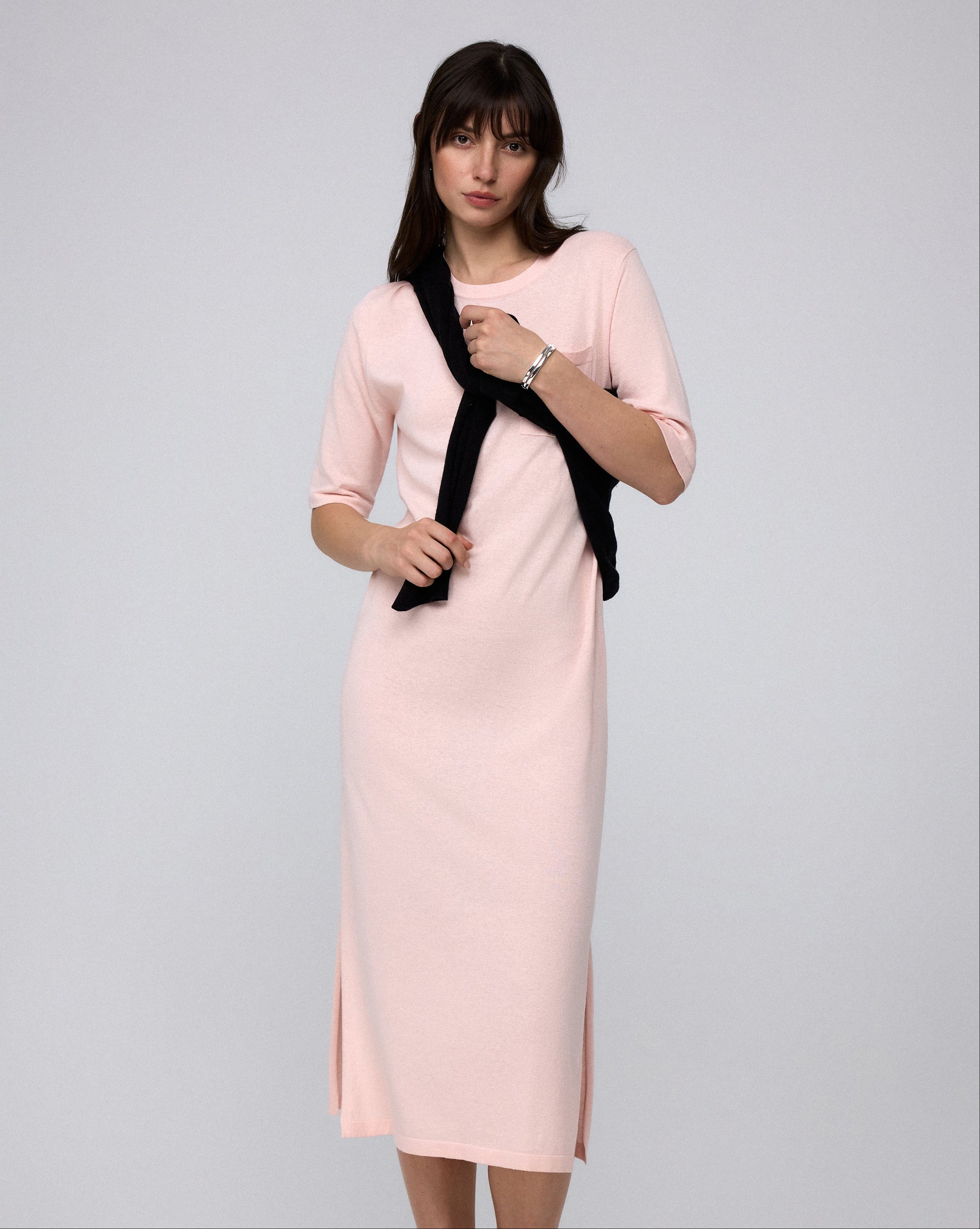 Juana Elara Short Sleeve Maxi Dress blush (hemp–cotton) casual knit dress styling