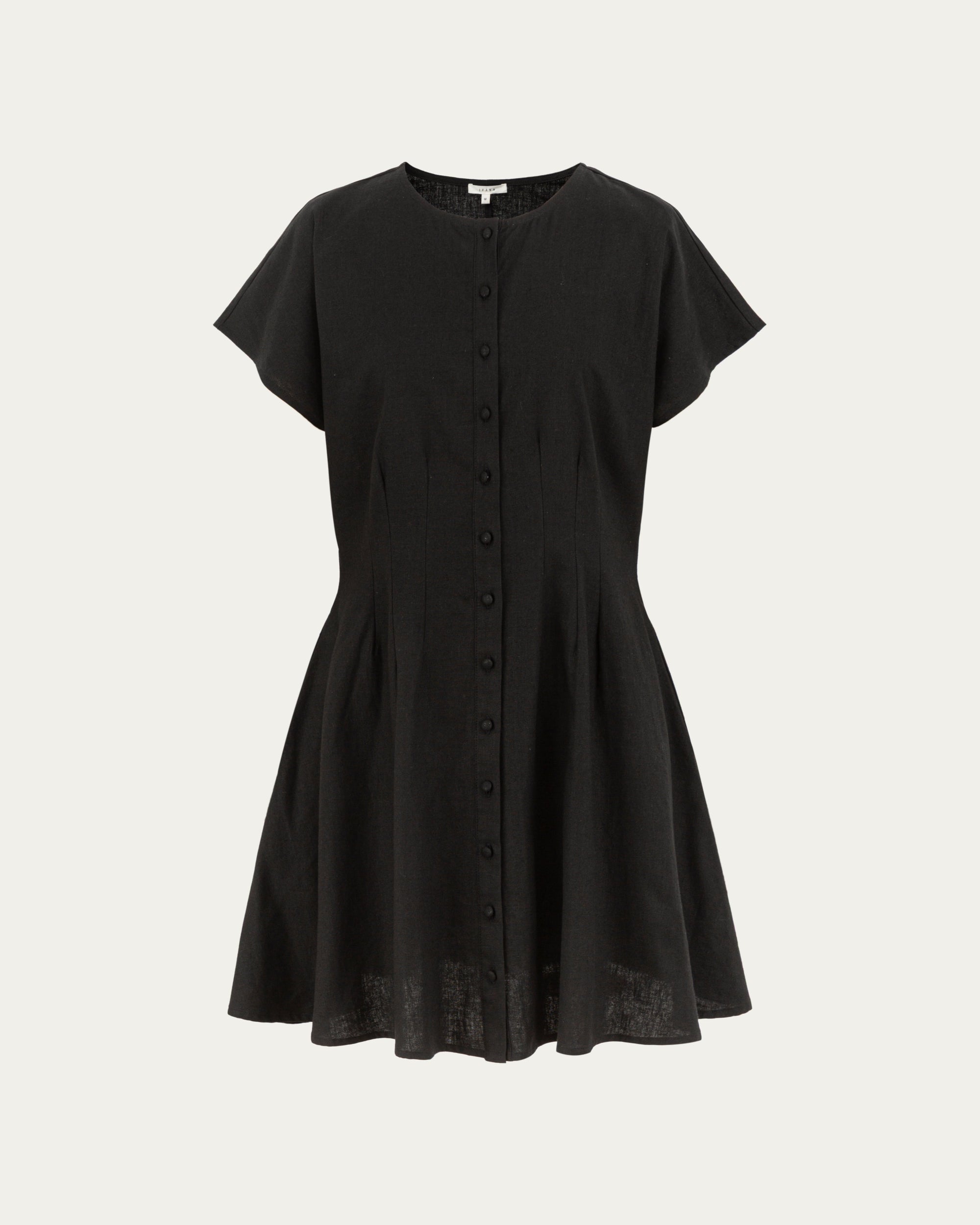 Juana Flora Pleated Shirt Dress black (hemp–cotton blend) ghost front with covered button opening
