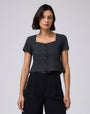 Juana Hemp Blend Button Front Top