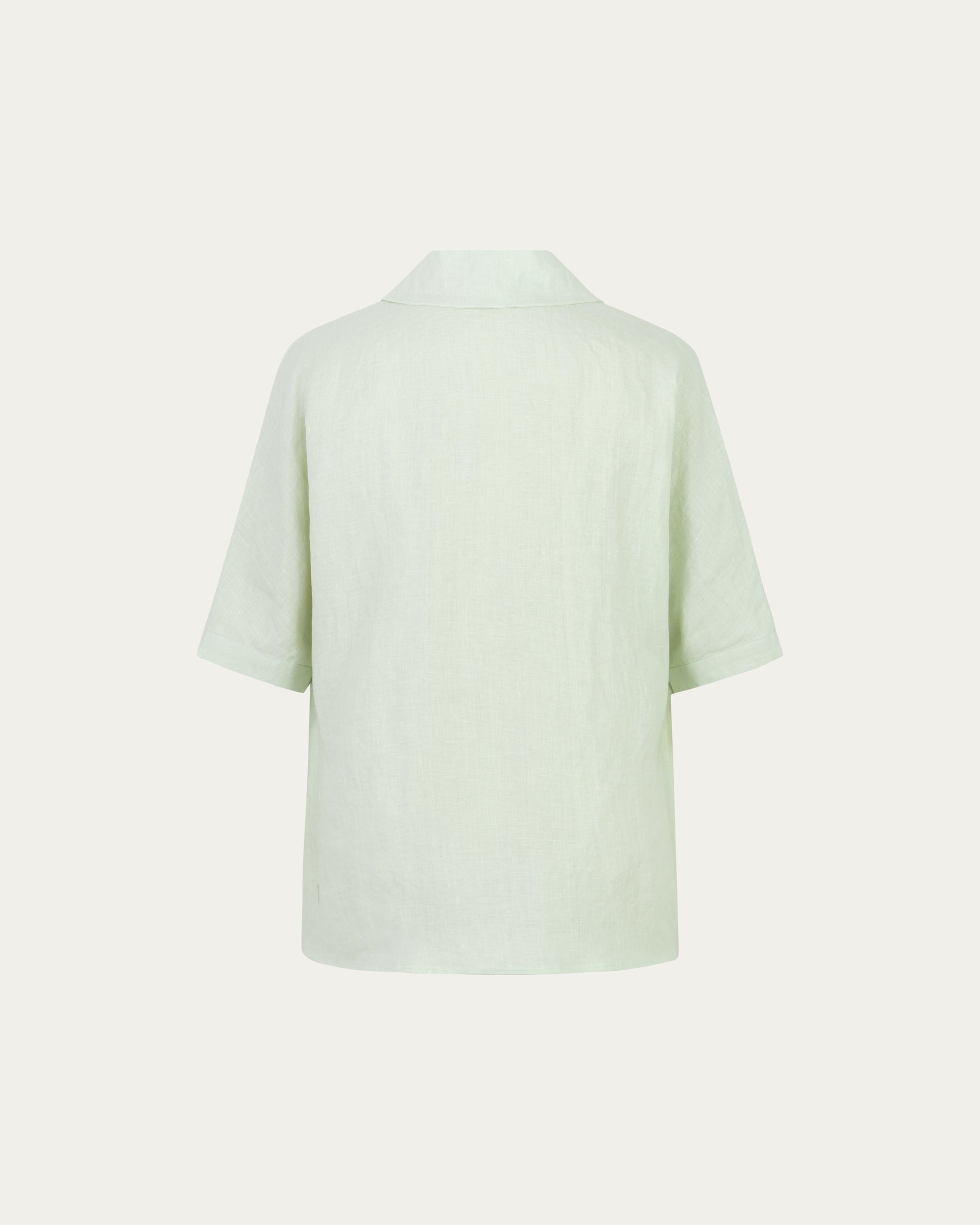 Juana Hemp Camp Shirt mint (hemp) ghost back showing relaxed back shape and clean finish
