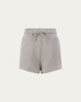 Fleece Shorts (gray) on ghost mannequin, front view highlighting relaxed silhouette.