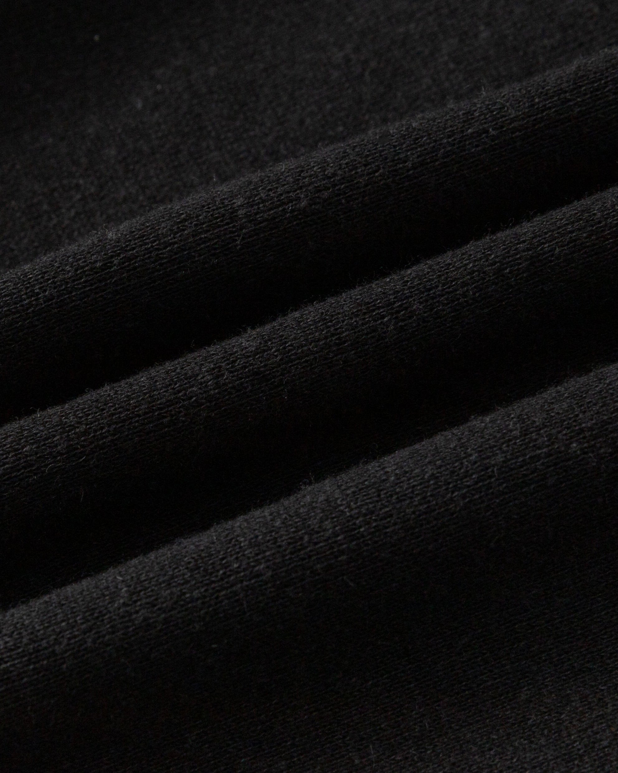 Close-up of hemp–organic cotton fleece knit of Sweatpants (black), highlighting soft, breathable texture.