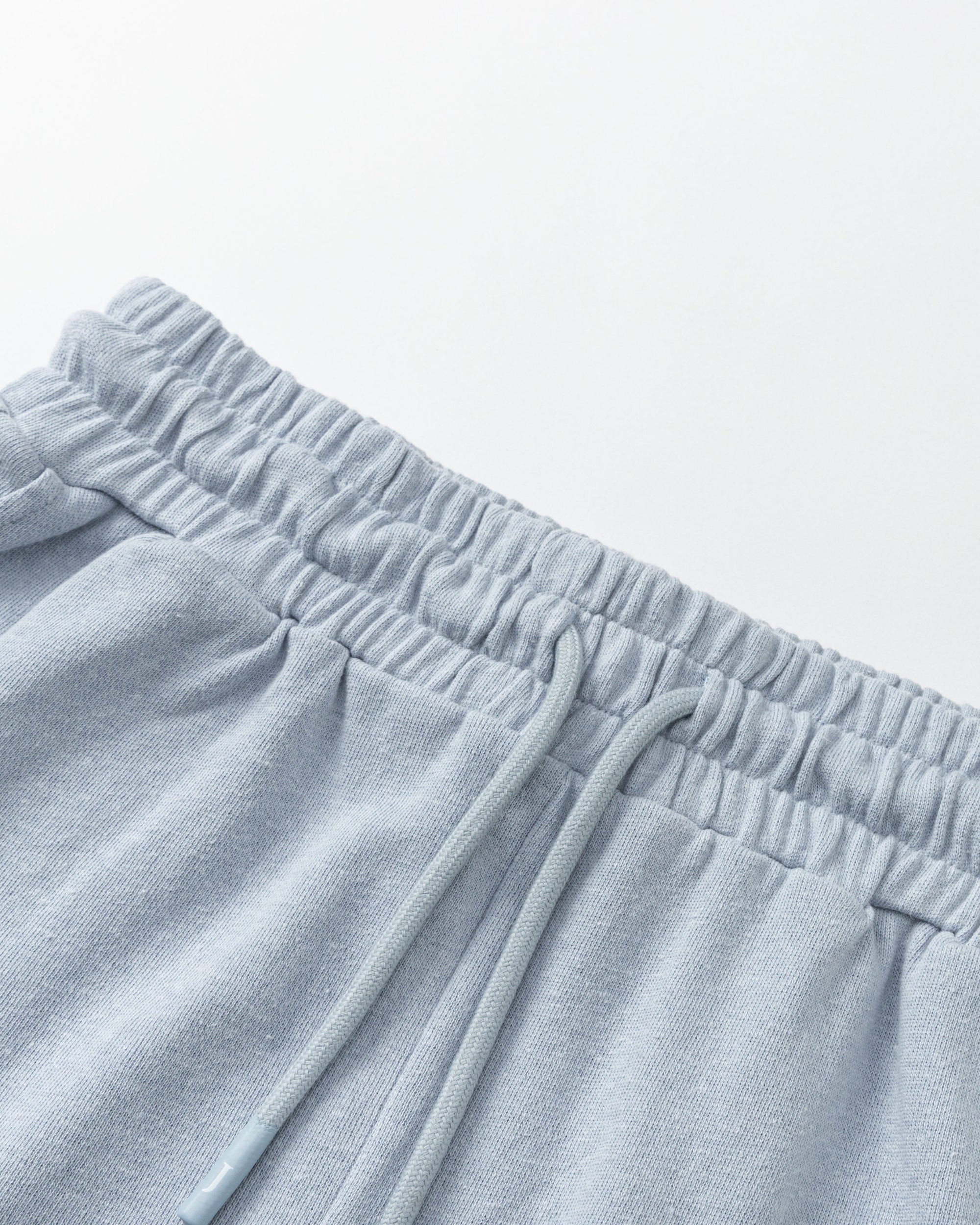 Juana Hemp Essentials French Terry Shorts blue (sustainable hemp–organic cotton) showing waistband finish and French terry texture detail