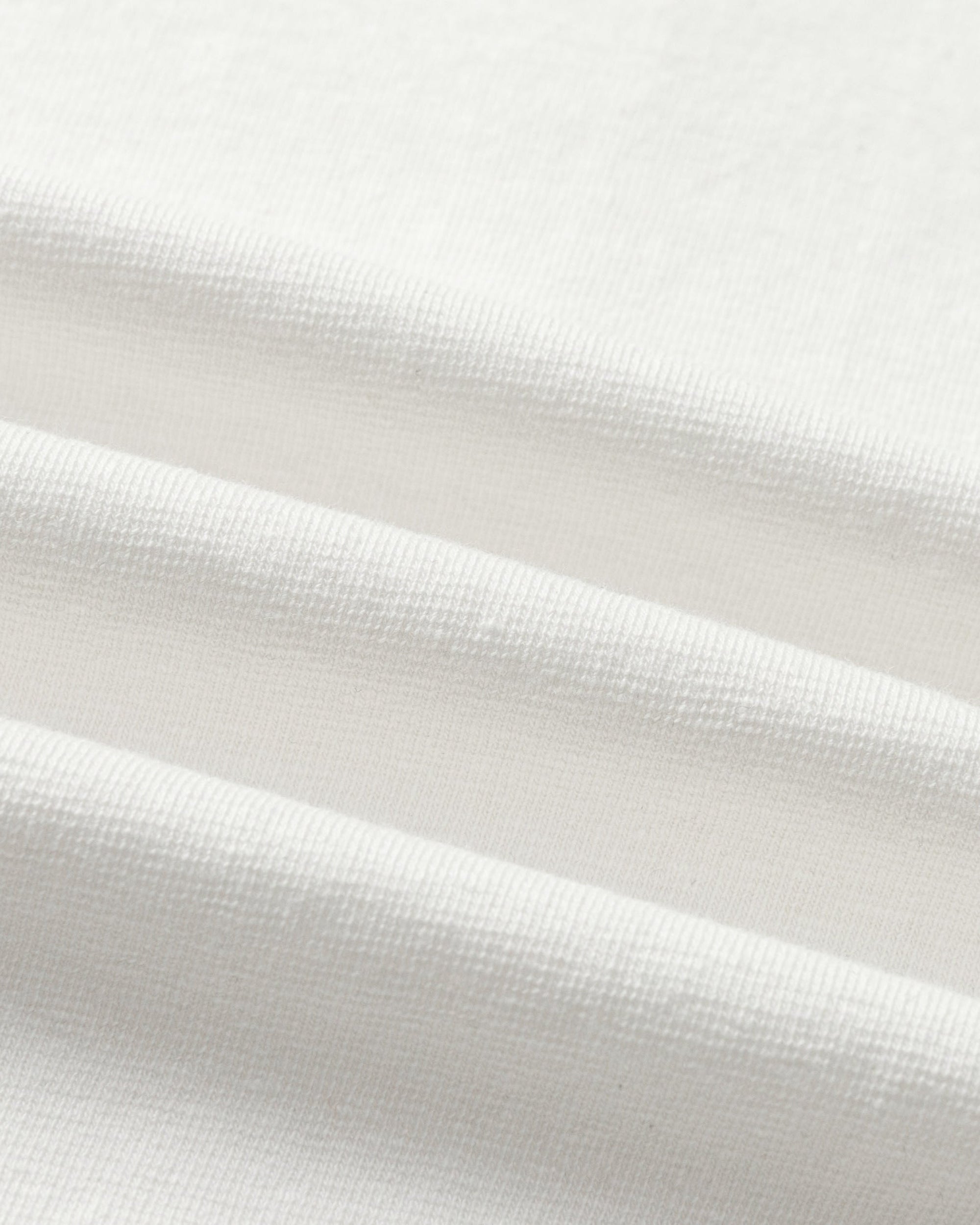 Close-up of hemp–organic cotton knit of Long Sleeve Tee (white), highlighting breathable texture.