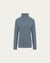Hemp Essentials Mockneck (blue) on ghost mannequin, front view highlighting slim fit and clean mock neckline.