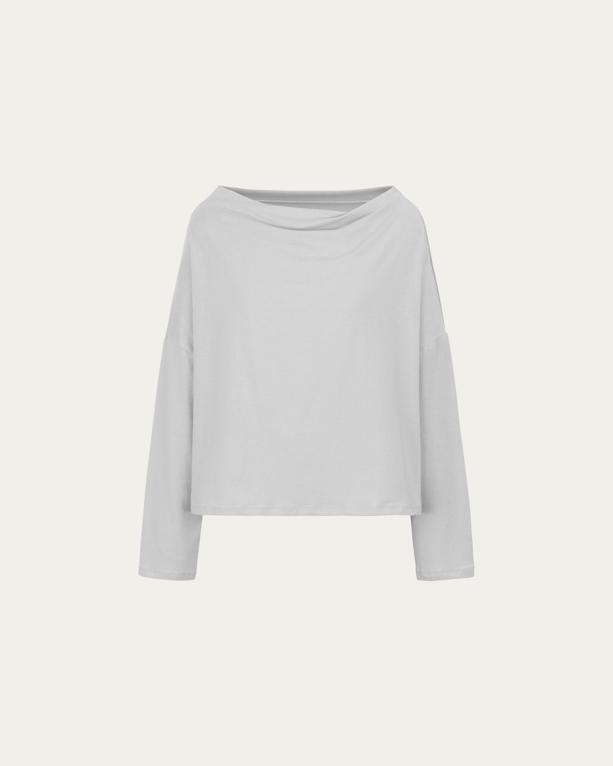 Off The Shoulder Top (ash) on ghost mannequin, back view showing smooth drape and fit.