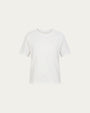 Short Sleeve Tee (white) on ghost mannequin, front view highlighting clean crewneck and short sleeves.
