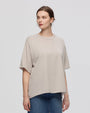 Juana Hemp Essentials Sweater Knit Tee gray (sustainable cotton–hemp) on model showing oversized boxy fit and easy drape