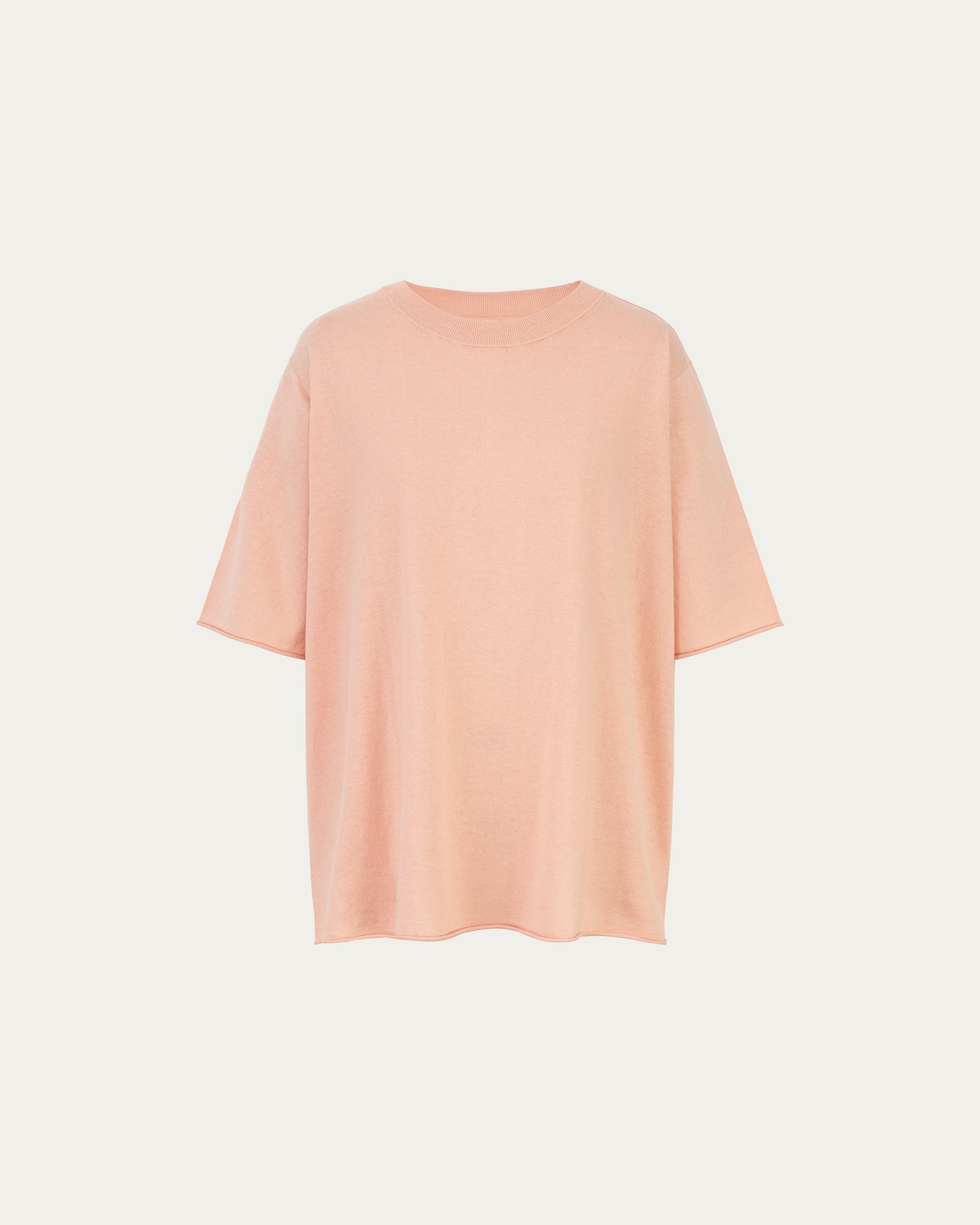Juana Hemp Essentials Sweater Knit Tee peach (sustainable cotton–hemp) ghost front view showing boxy silhouette and drape