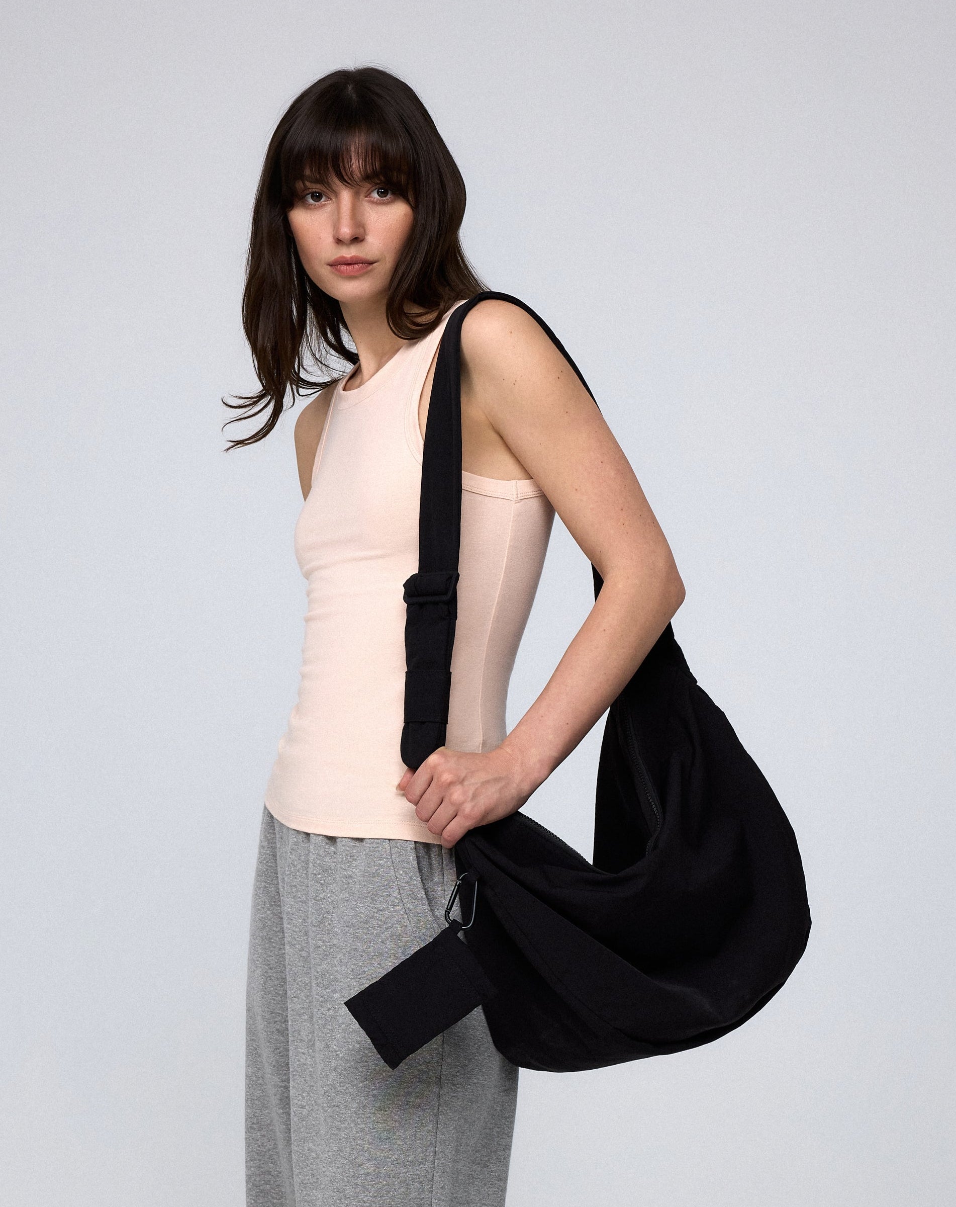 Juana Hemp Essentials Tank peach (organic cotton–hemp blend) styled outfit highlighting soft jersey drape