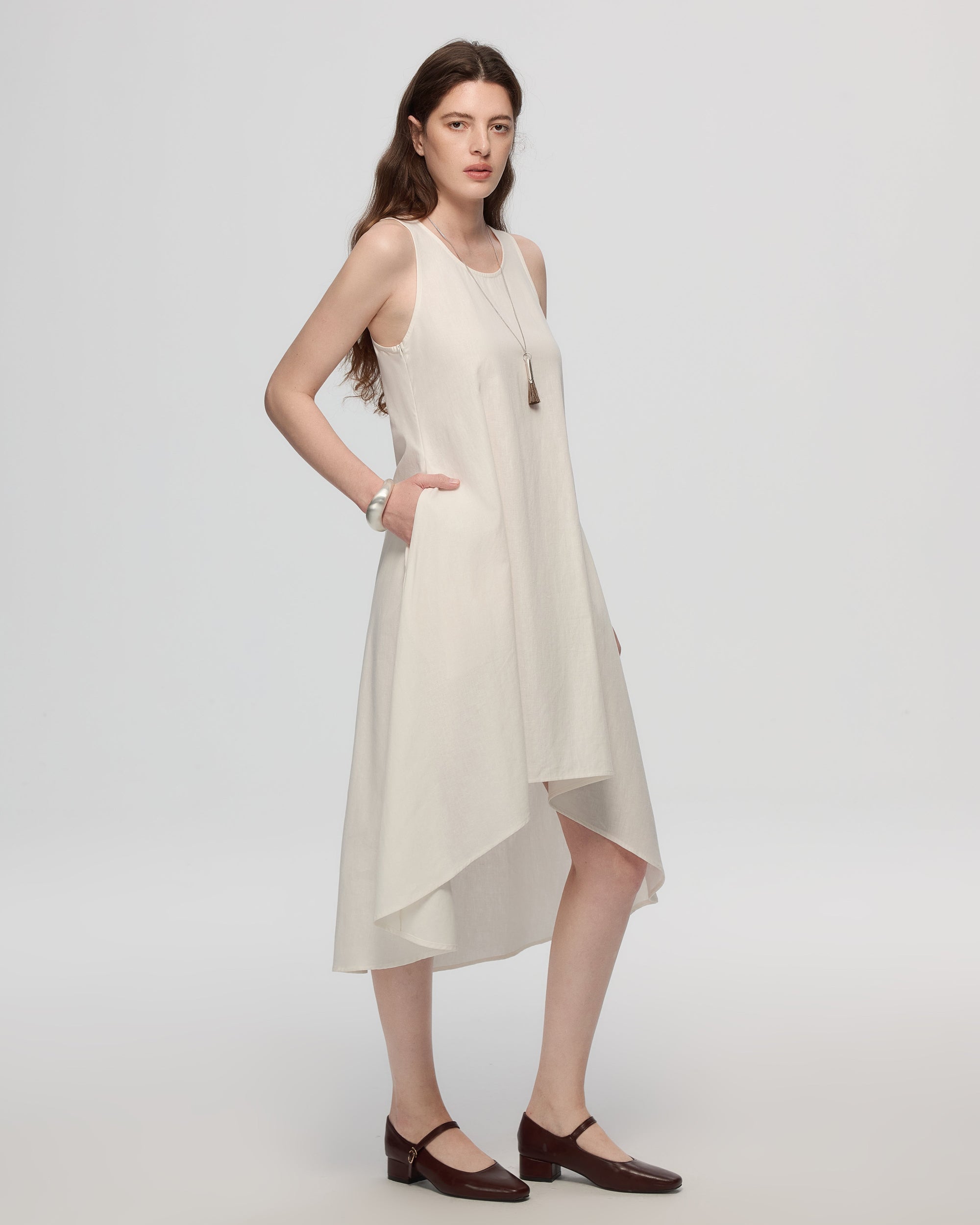 Juana Women's Hemp High Low Dress - White