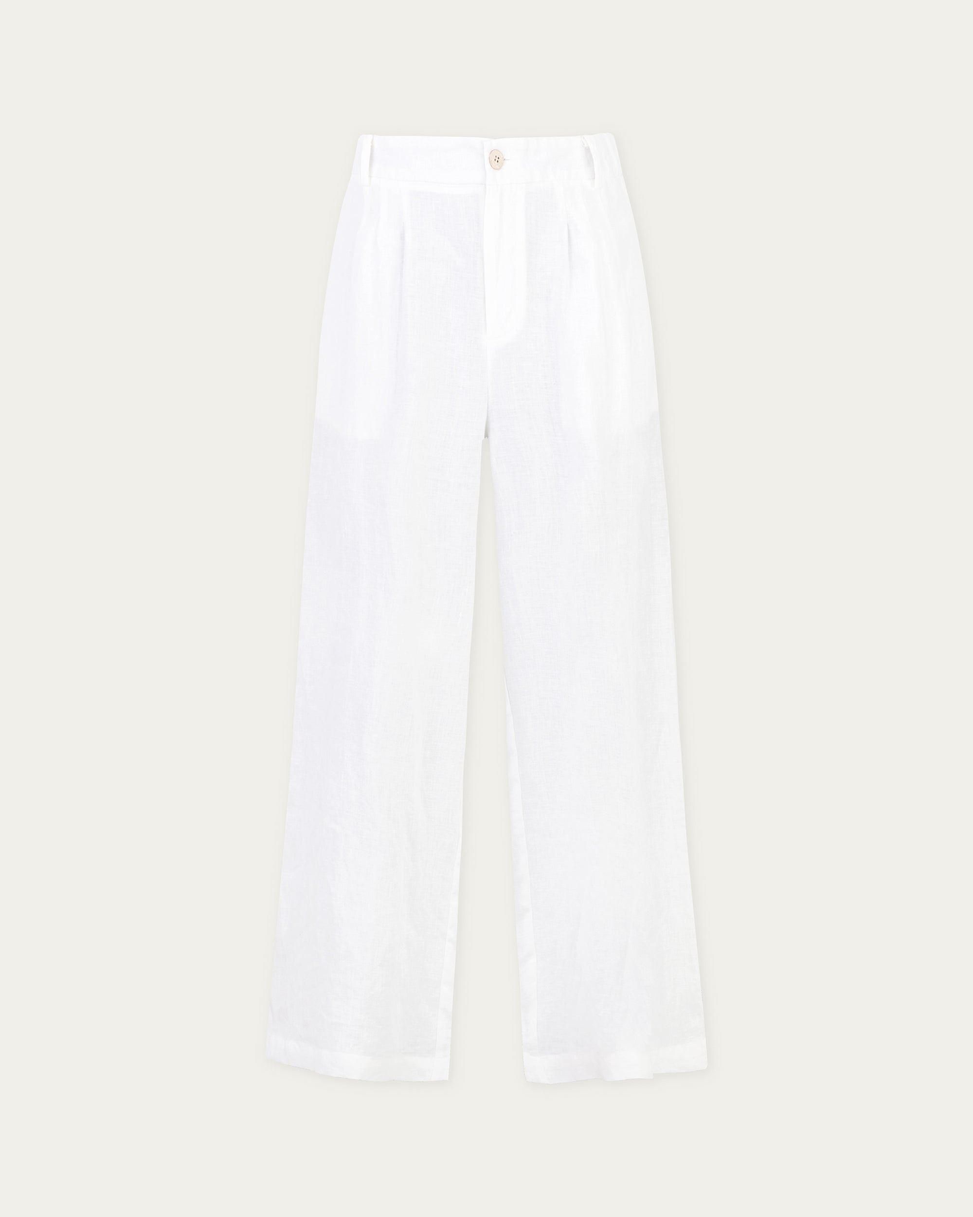 Juana Hemp High Rise Pants White (hemp) ghost front showing high-rise silhouette and pleated front.
