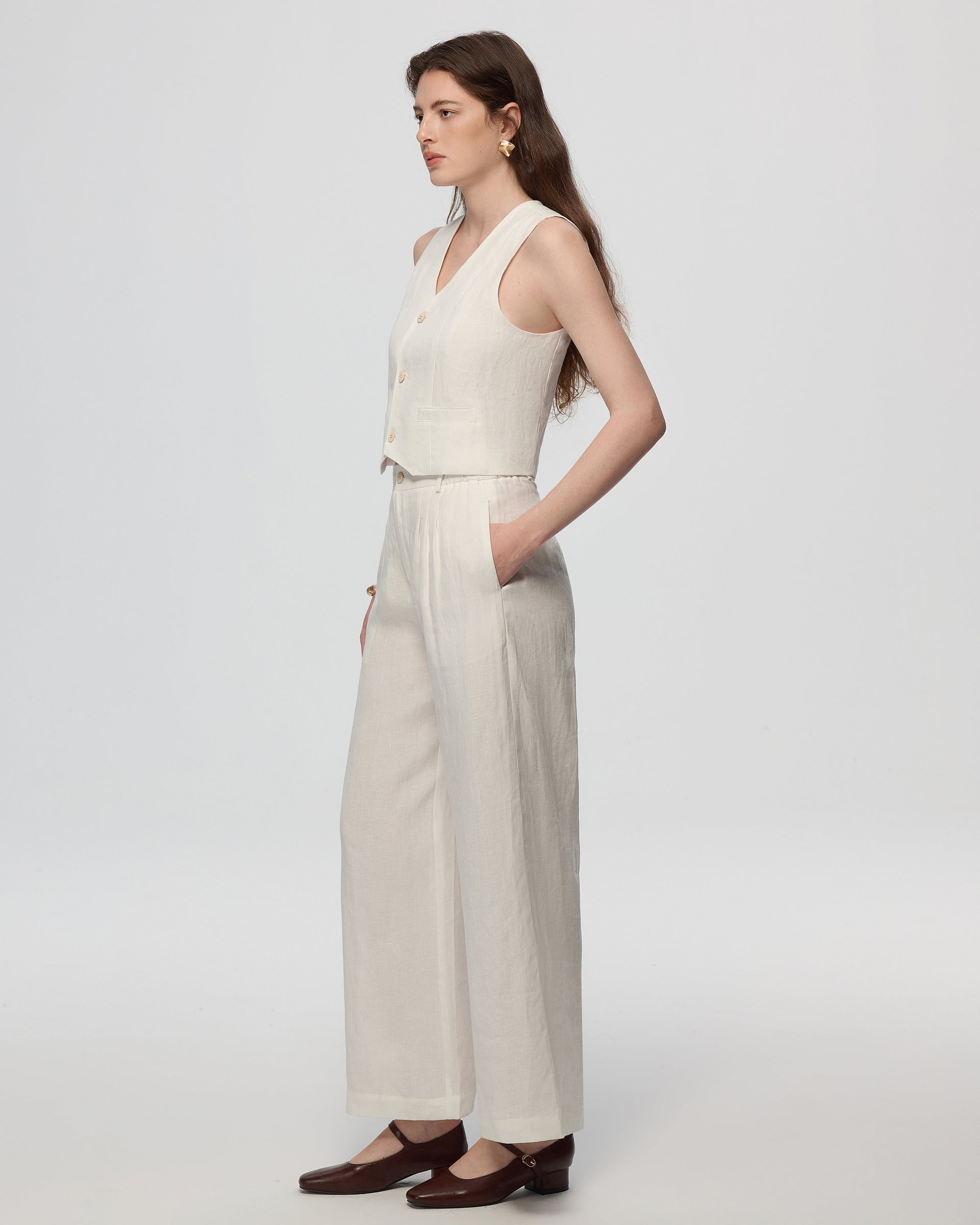 Sustainable 100% Hemp Juana High Rise Pants for Women - White  display picture 1