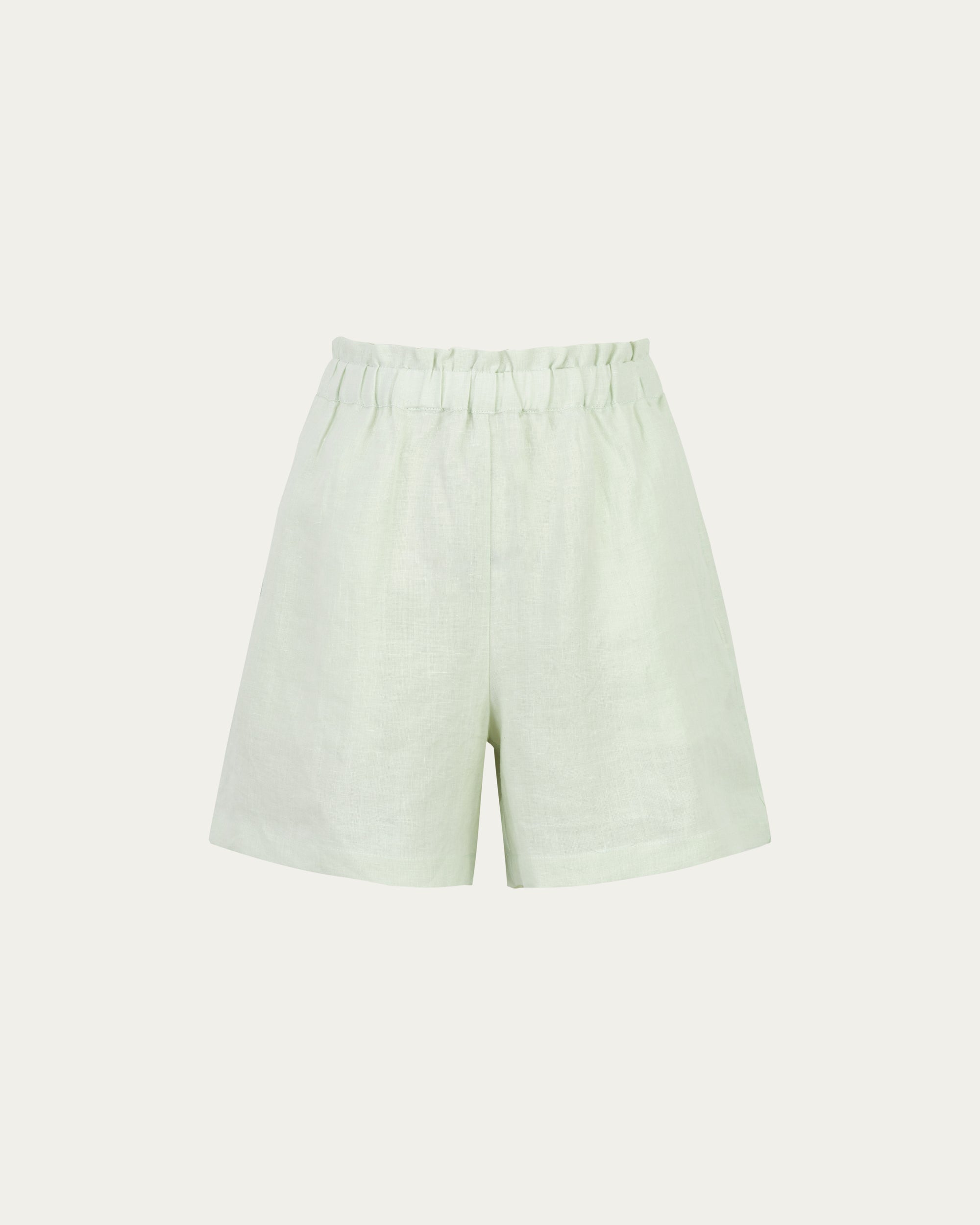 Juana Hemp Pull-on Shorts light mint (hemp–hemp) ghost front showing relaxed pull-on