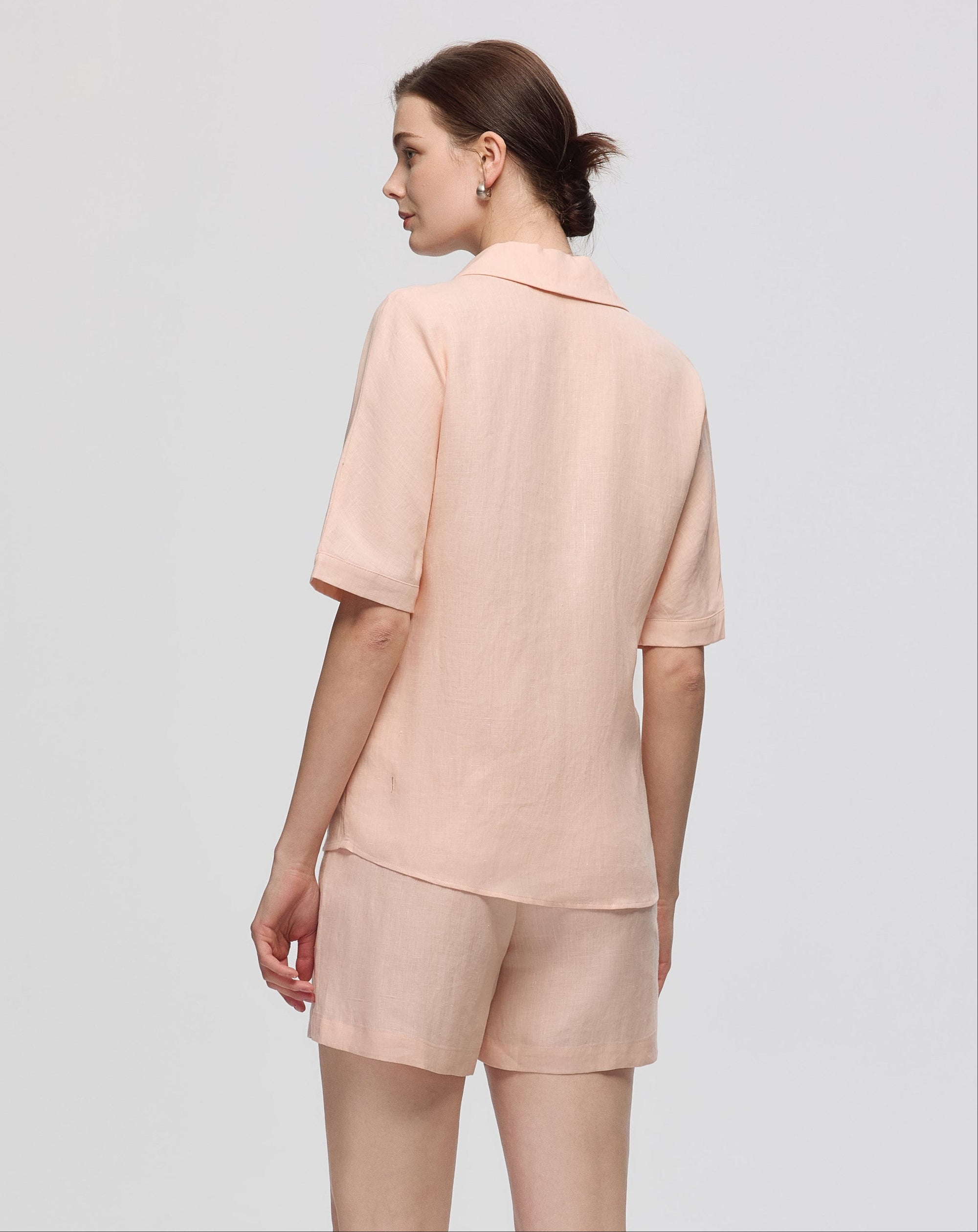 Juana Hemp Pull-on Shorts peach (hemp–hemp) back view showing clean silhouette