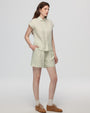 Juana Hemp Retreat Shorts light mint (hemp) styled look showing pockets and clean lines