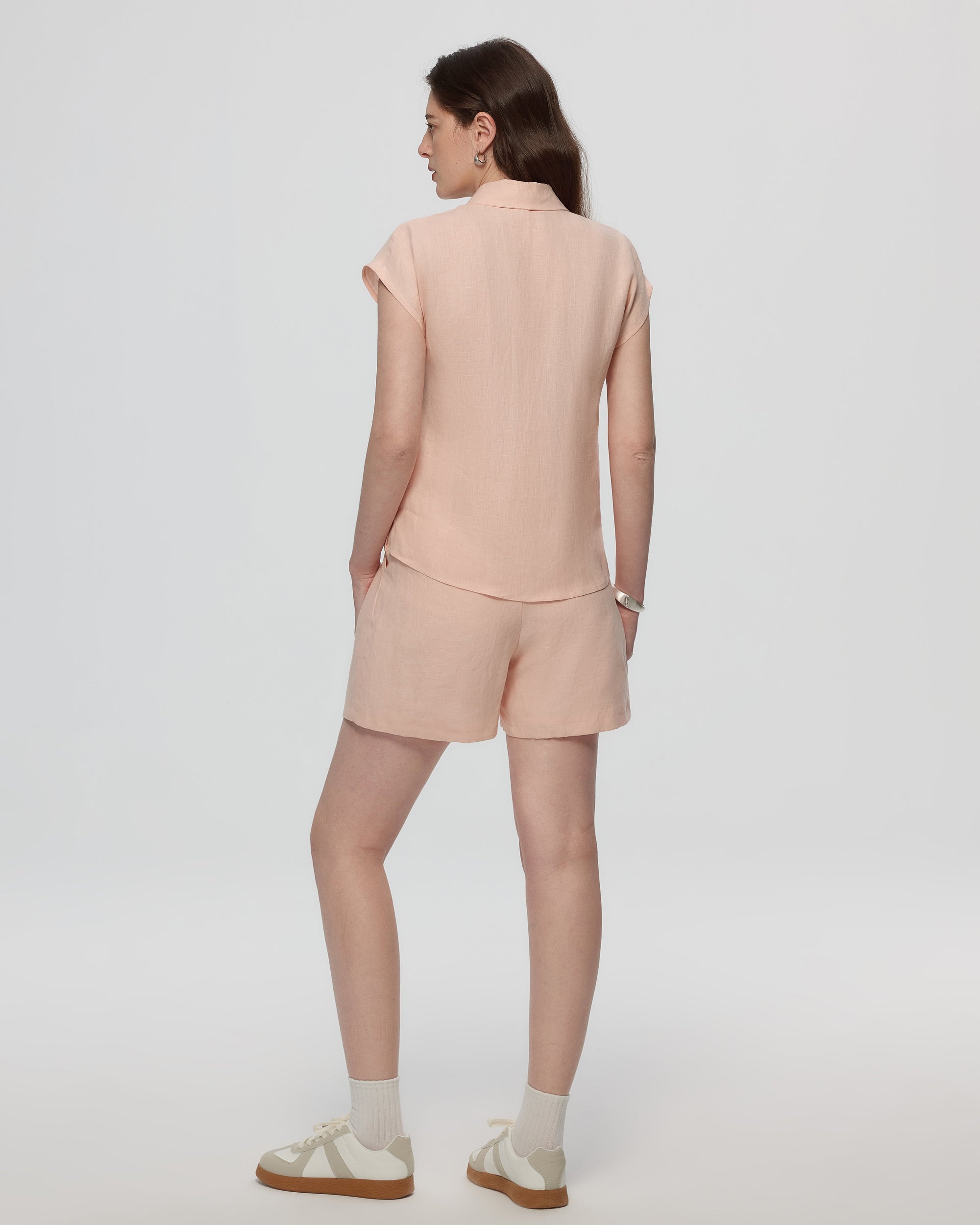Juana Hemp Retreat Shorts peach (hemp) back view showing pocket placement and easy fit
