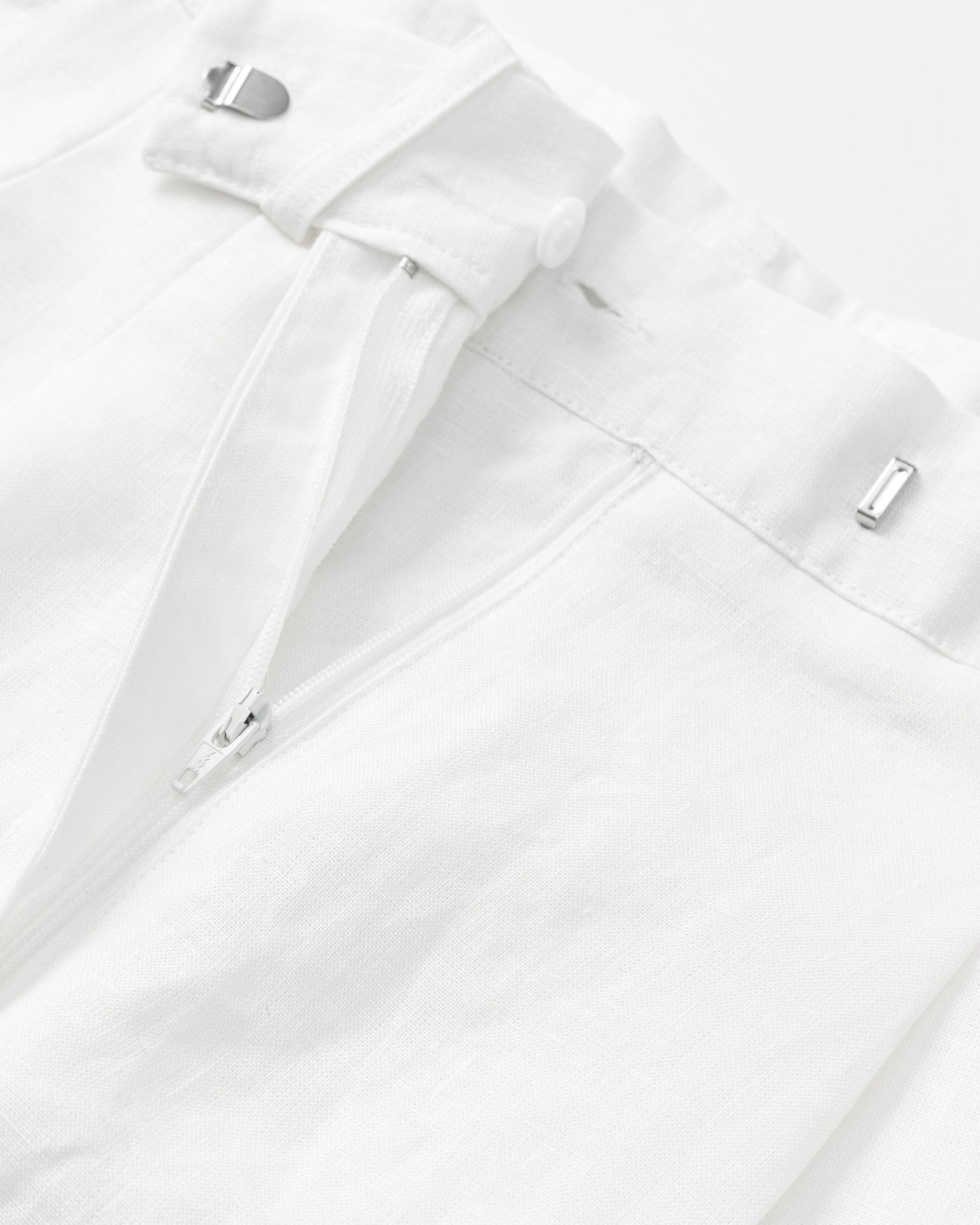 Juana Hemp Retreat Shorts white (hemp) detail layflat showing pocket and clean waistband