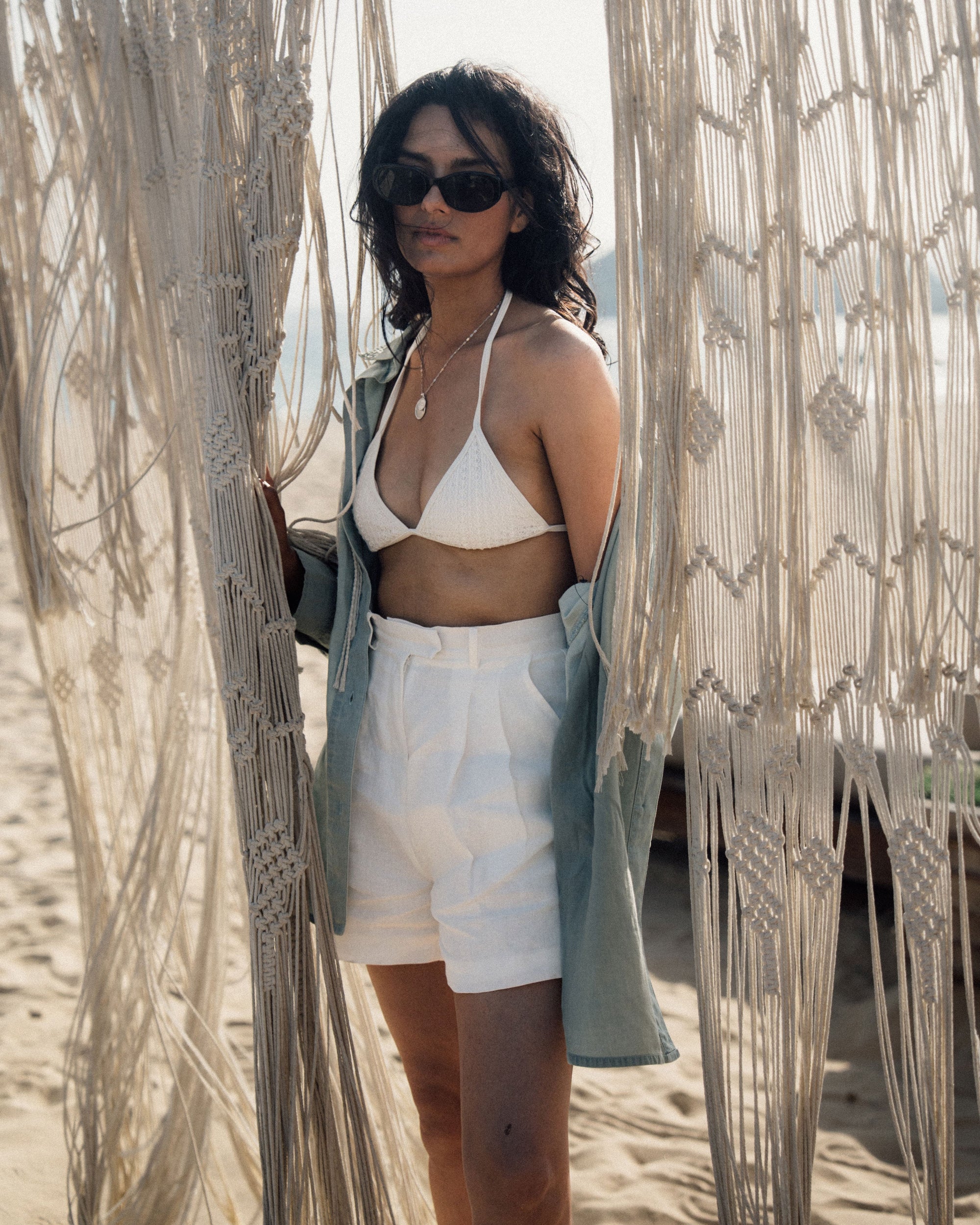 Juana Hemp Retreat Shorts white (hemp) side view showing relaxed silhouette and lined finish