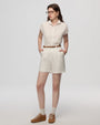Juana Hemp Retreat Shorts white (hemp) on model featuring relaxed fit and airy drape