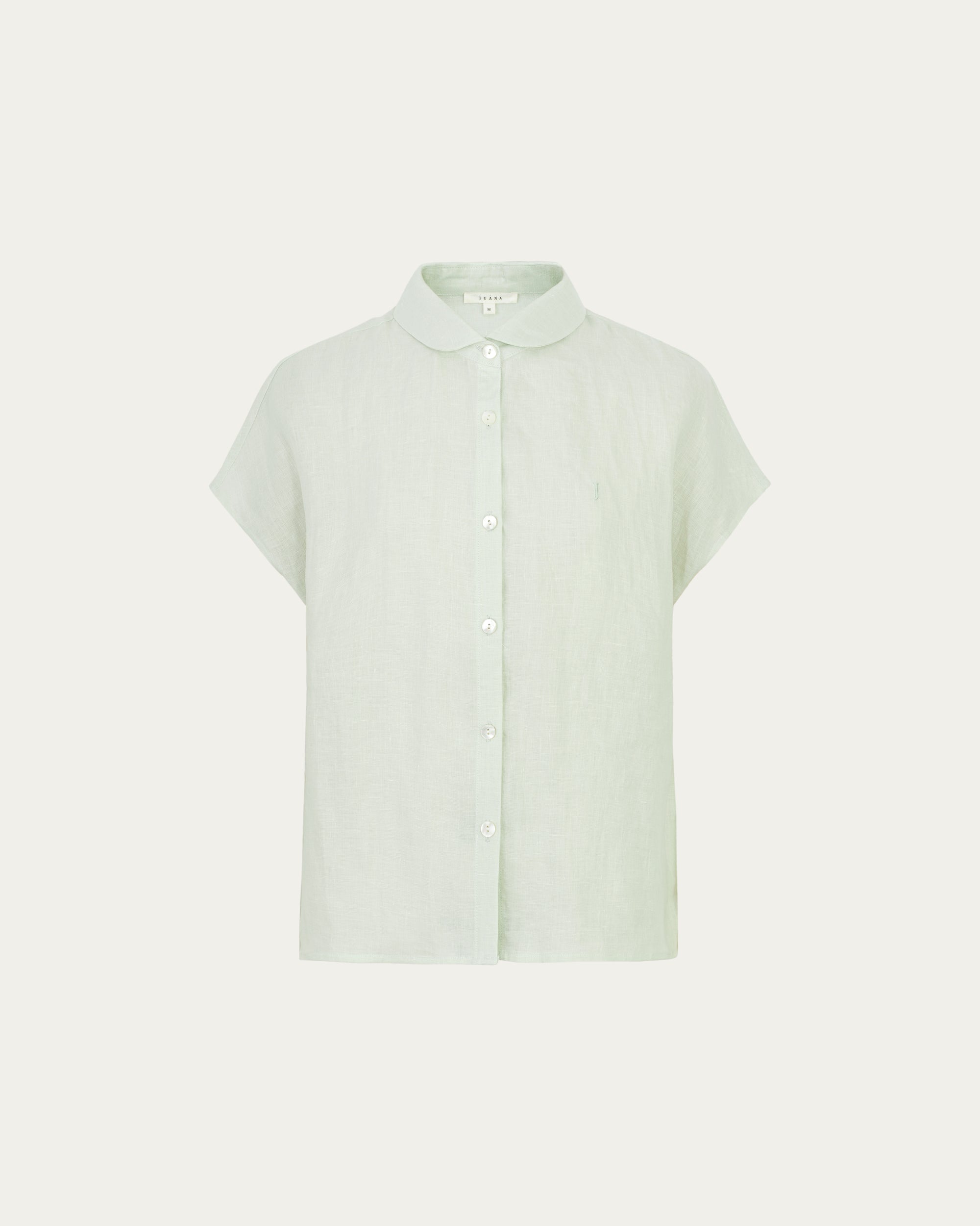 Juana Hemp Retreat Top light mint (hemp–hemp) front view with button-up construction