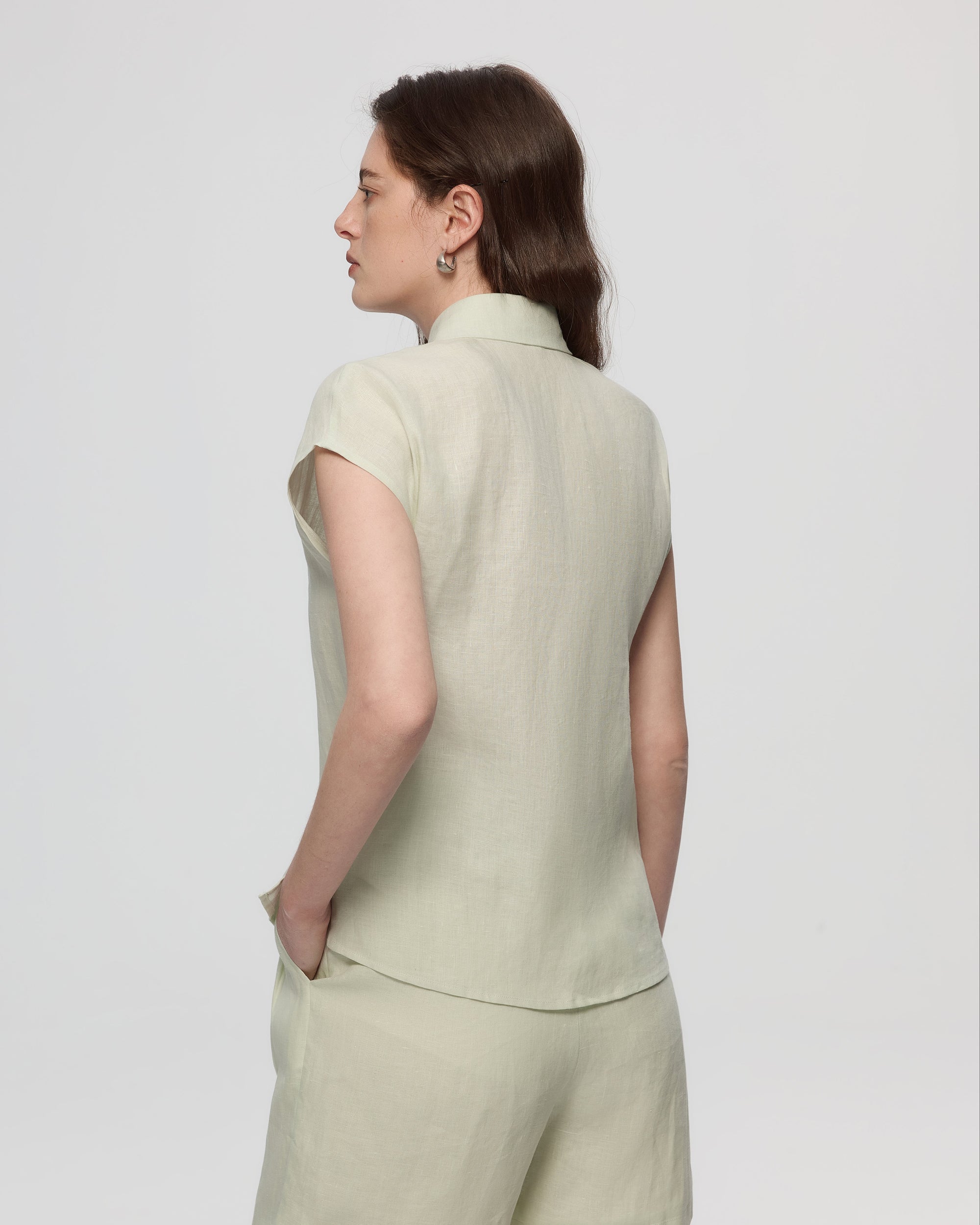 Juana Hemp Retreat Top light mint (hemp) back view showing easy sleeveless silhouette