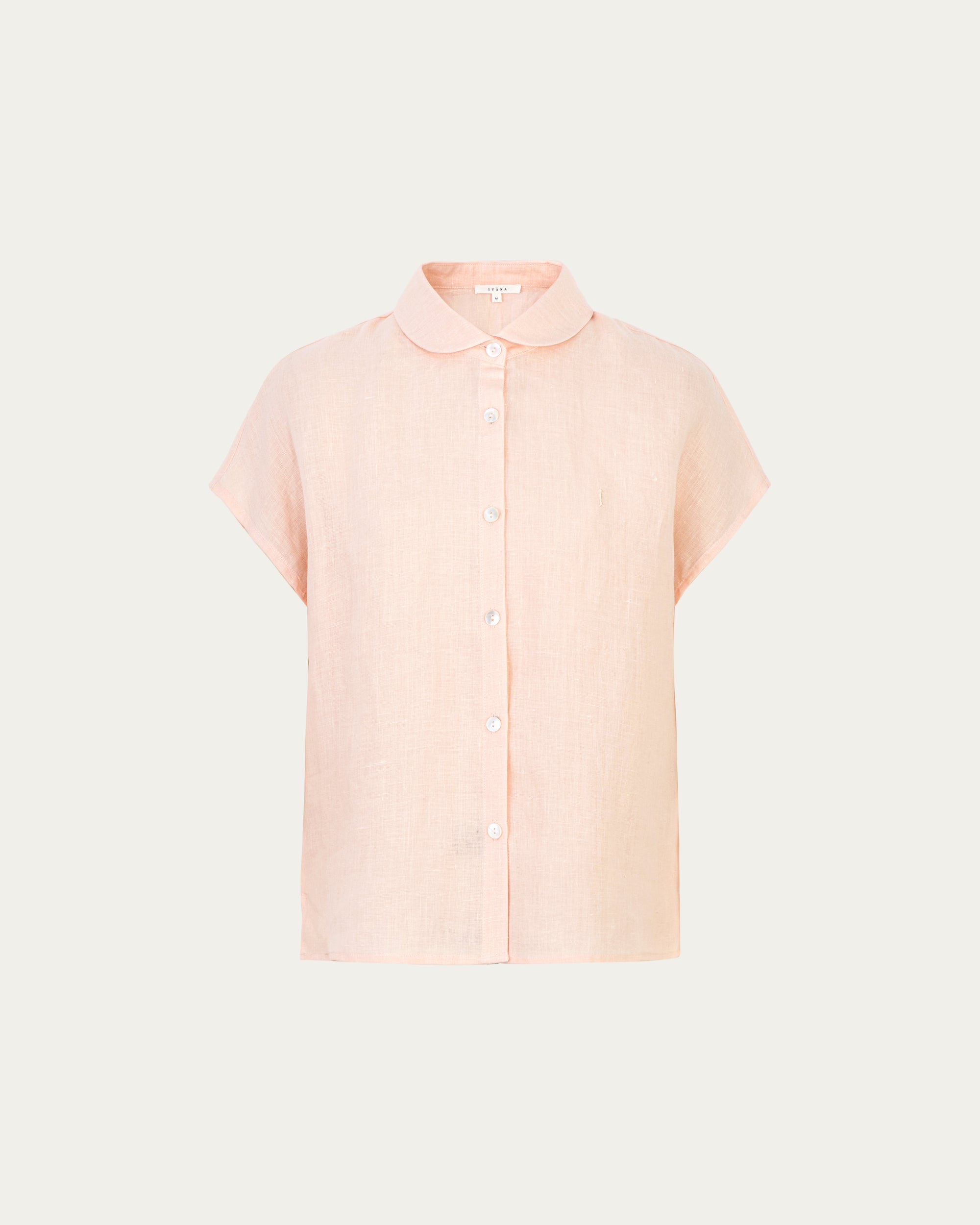 Juana Hemp Retreat Top peach (hemp–hemp) front view with button-up construction
